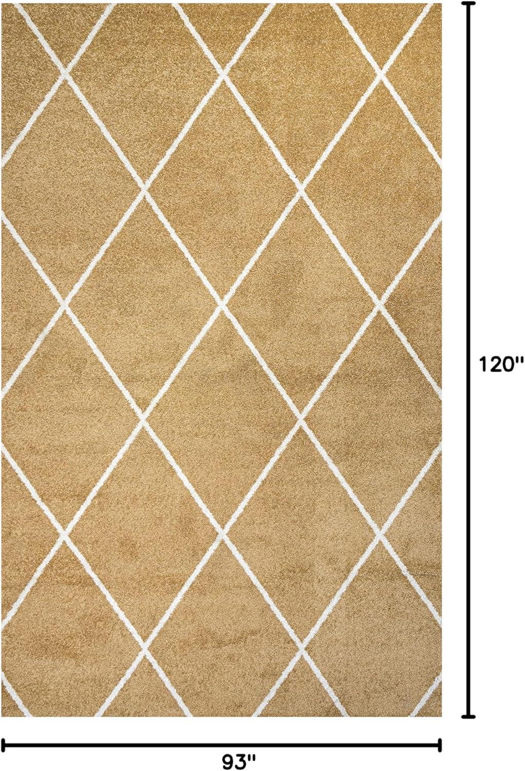 8'x10'  Cole Minimalist Diamond Trellis Area Rug, Gold/White - JONATHAN Y