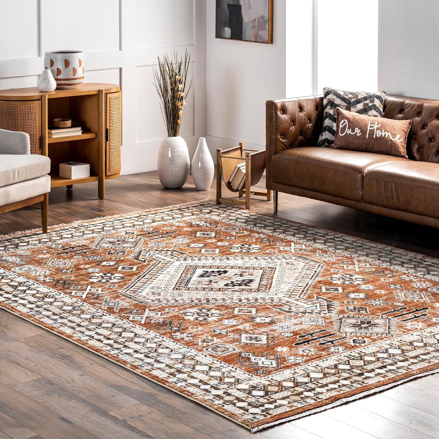 Nuloom Vanesa Transitional Medallion Fringe Area Rug