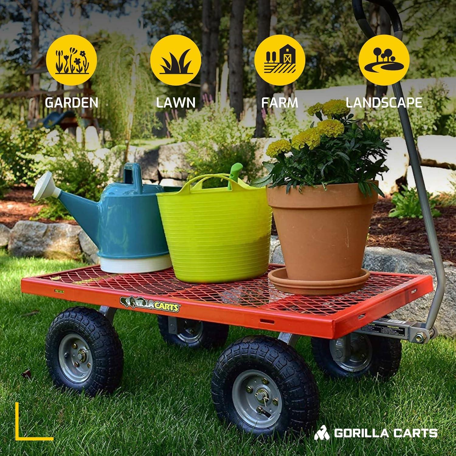 Gorilla Cart 1000 Pound Capacity Heavy Duty Steel Mesh Utility Wagon Cart