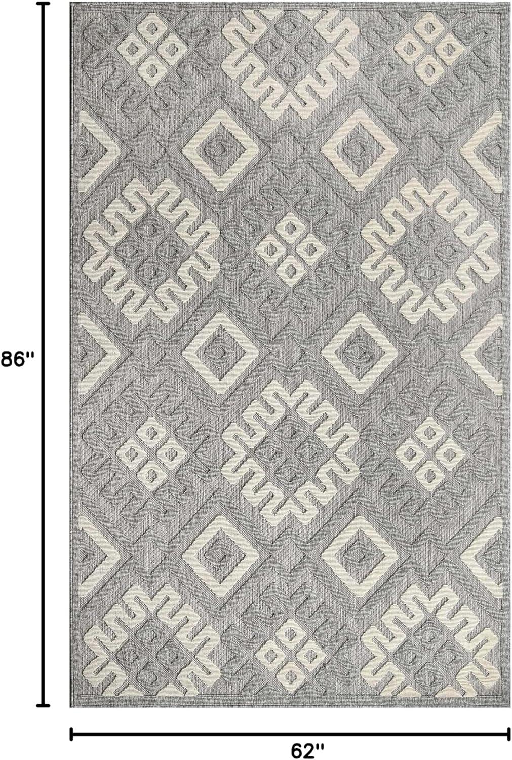 Modern Diamonds Geometric Indoor/Outdoor Area Rug, Gray, 5' 2" x 7' 2"