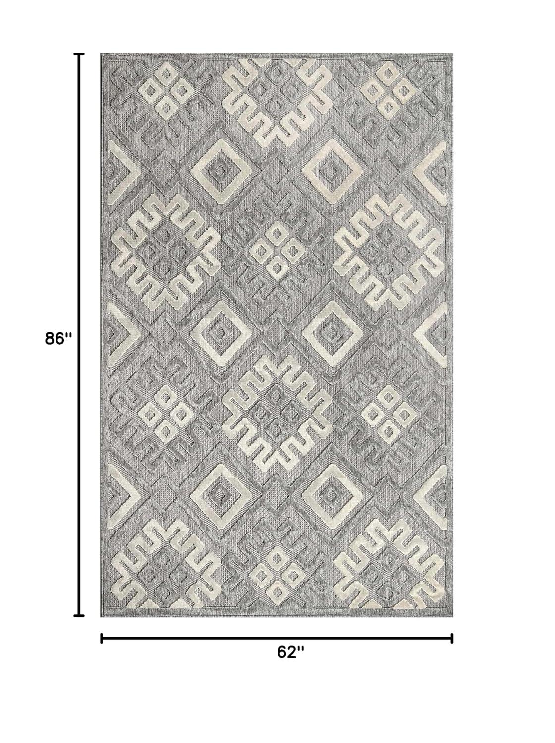 Modern Diamonds Geometric Indoor/Outdoor Area Rug, Gray, 5' 2" x 7' 2"