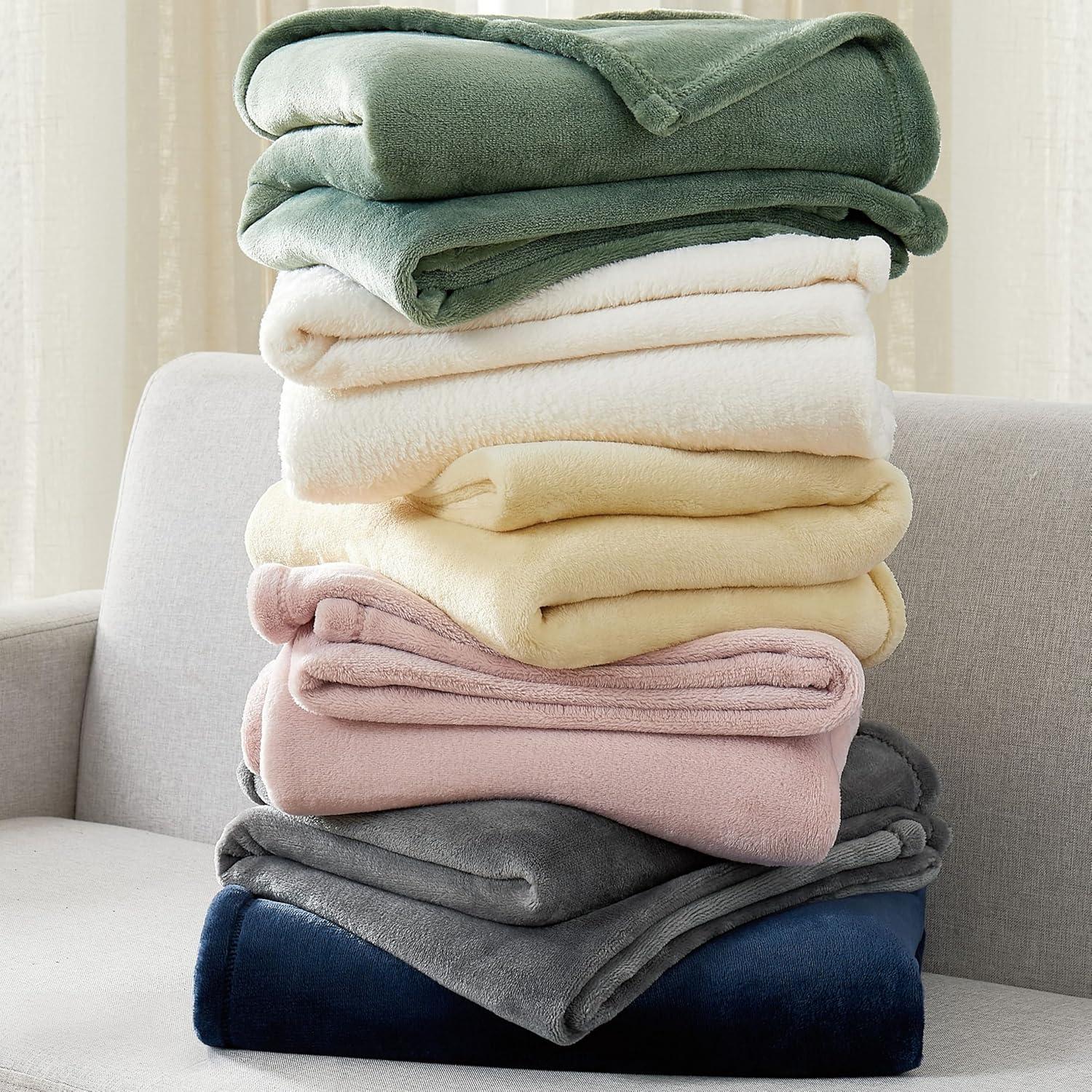 Cannon Full/Queen Solid Plush Blanket Gray: Cozy Polyester, Machine Washable, All Ages Comfort