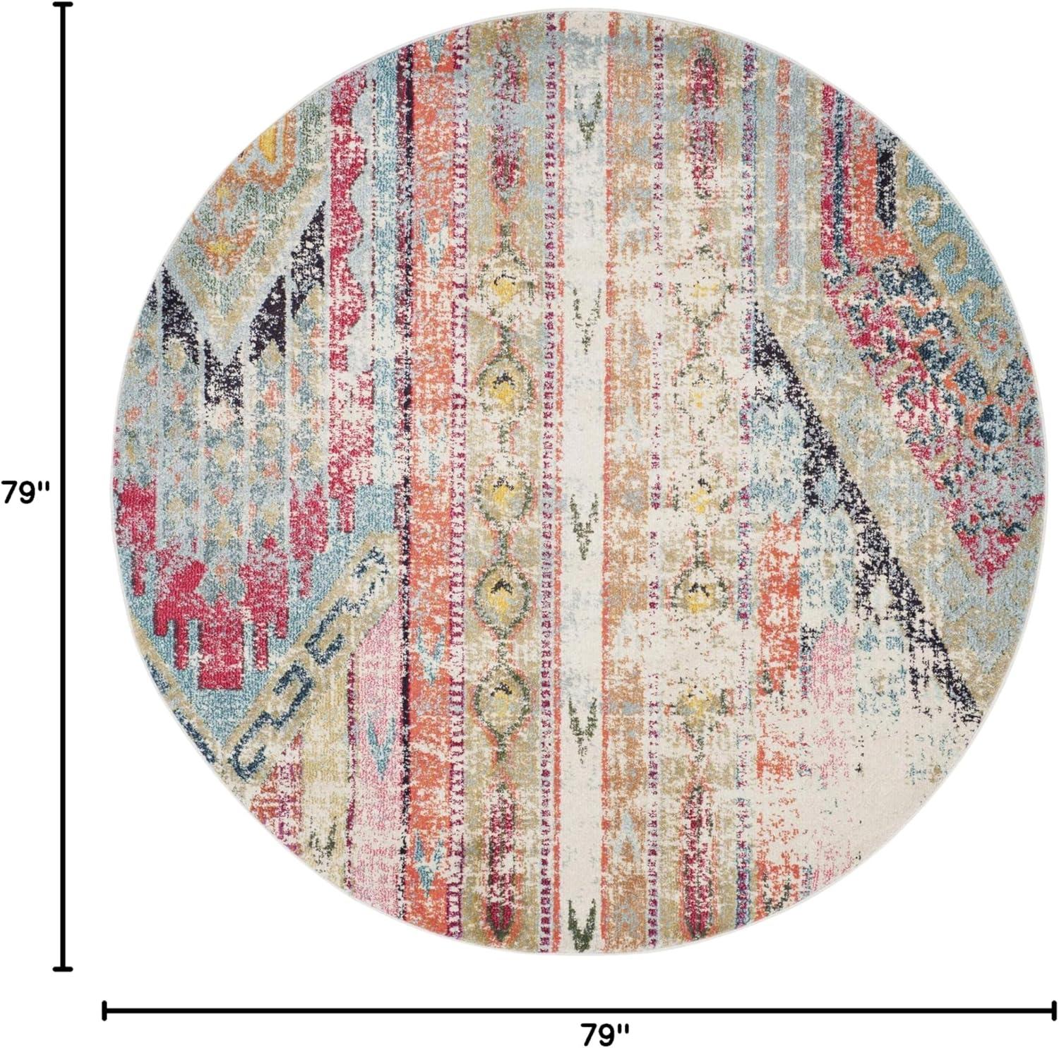 SAFAVIEH Monaco Risto Abstract Area Rug, Multi, 6'7" x 6'7" Round