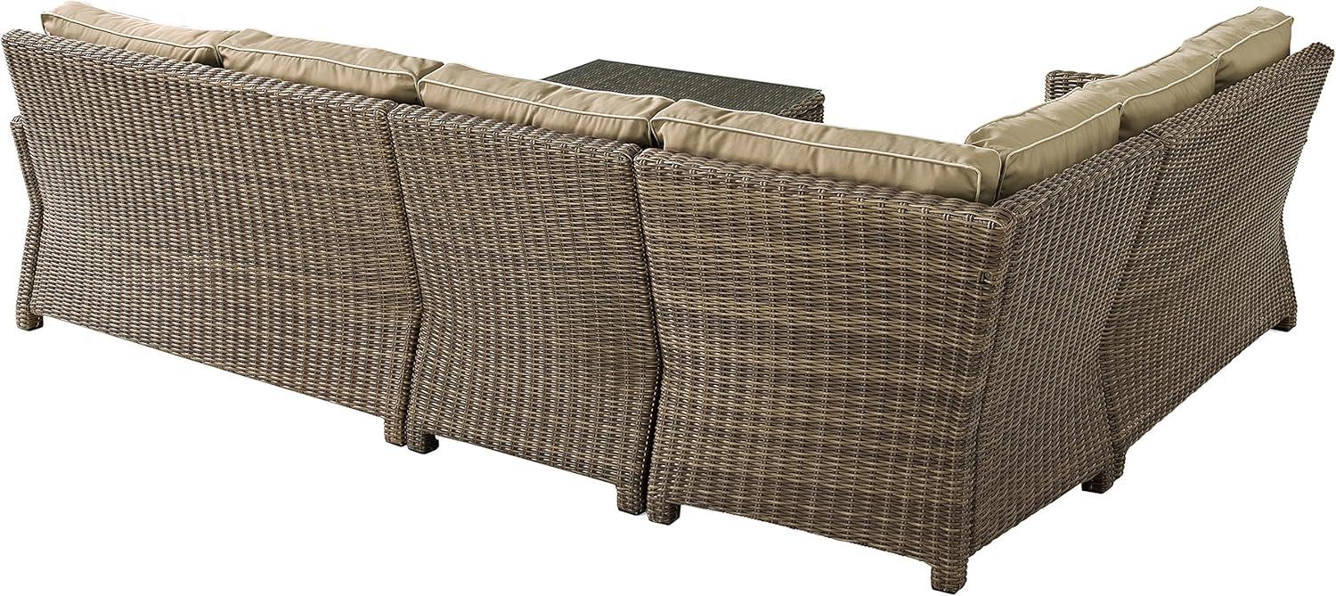 Crosley Furniture Bradenton 5 PC Fabric Patio Sectional Set in Weathered Sand