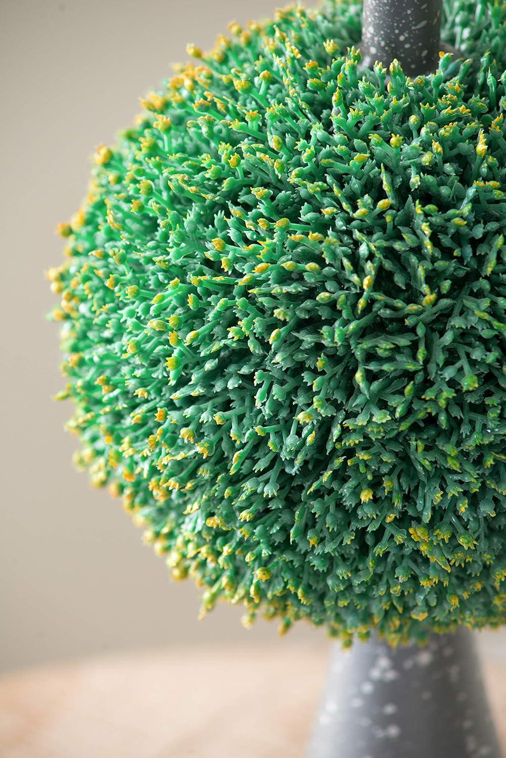 A&B Home Boxwood Ball Topiary with Metal Finial Stand Double Sphere 26 Inch Tall Indoor Outdoor House Decoration