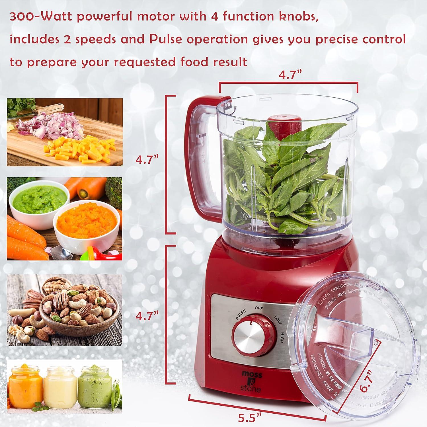 Moss & Stone 8-Cup Black Food Processor, Electric Chopper & Grinder, 500W