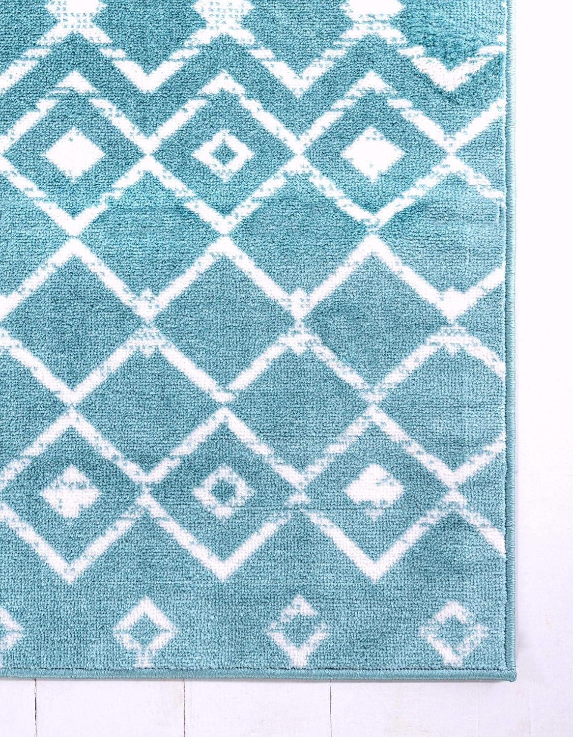 Unique Loom 6' 1 x 9' 0 Rectangle Moroccan Trellis Turquoise Area Rug