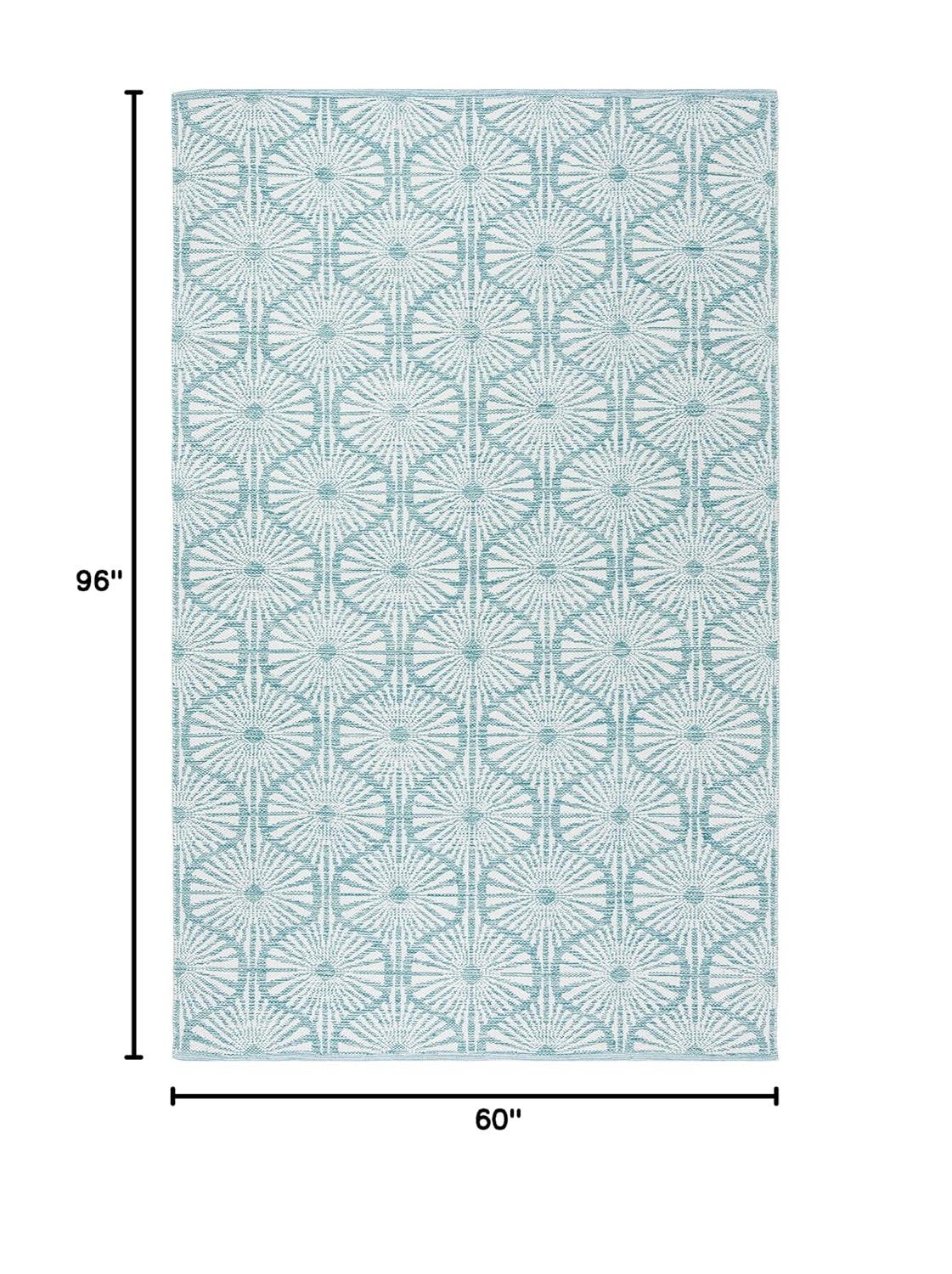 Montauk MTK606 Hand Woven Indoor Area Rug - Aqua/Ivory - 5'x8' - Safavieh