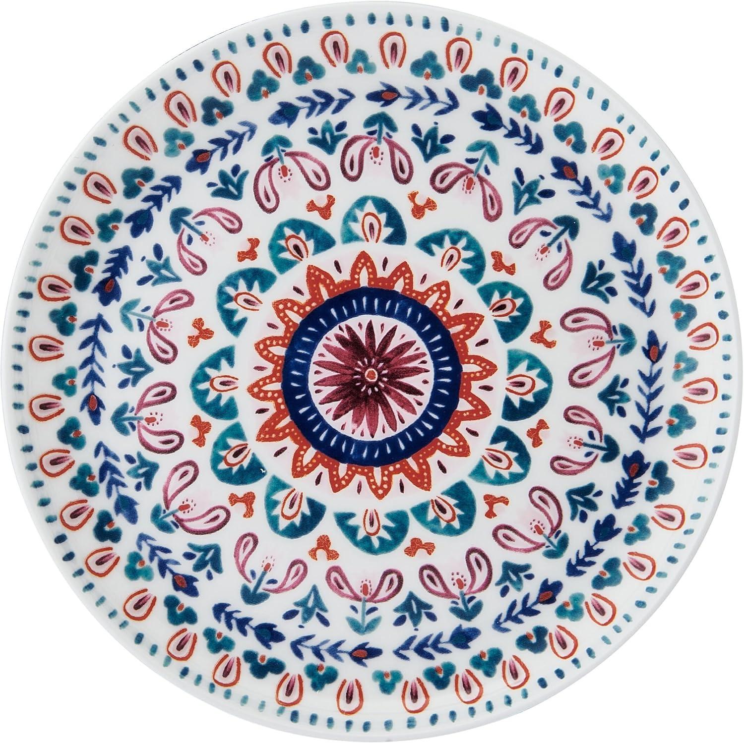 Colorful Medallion Pattern Porcelain Salad Plates, Set of 4