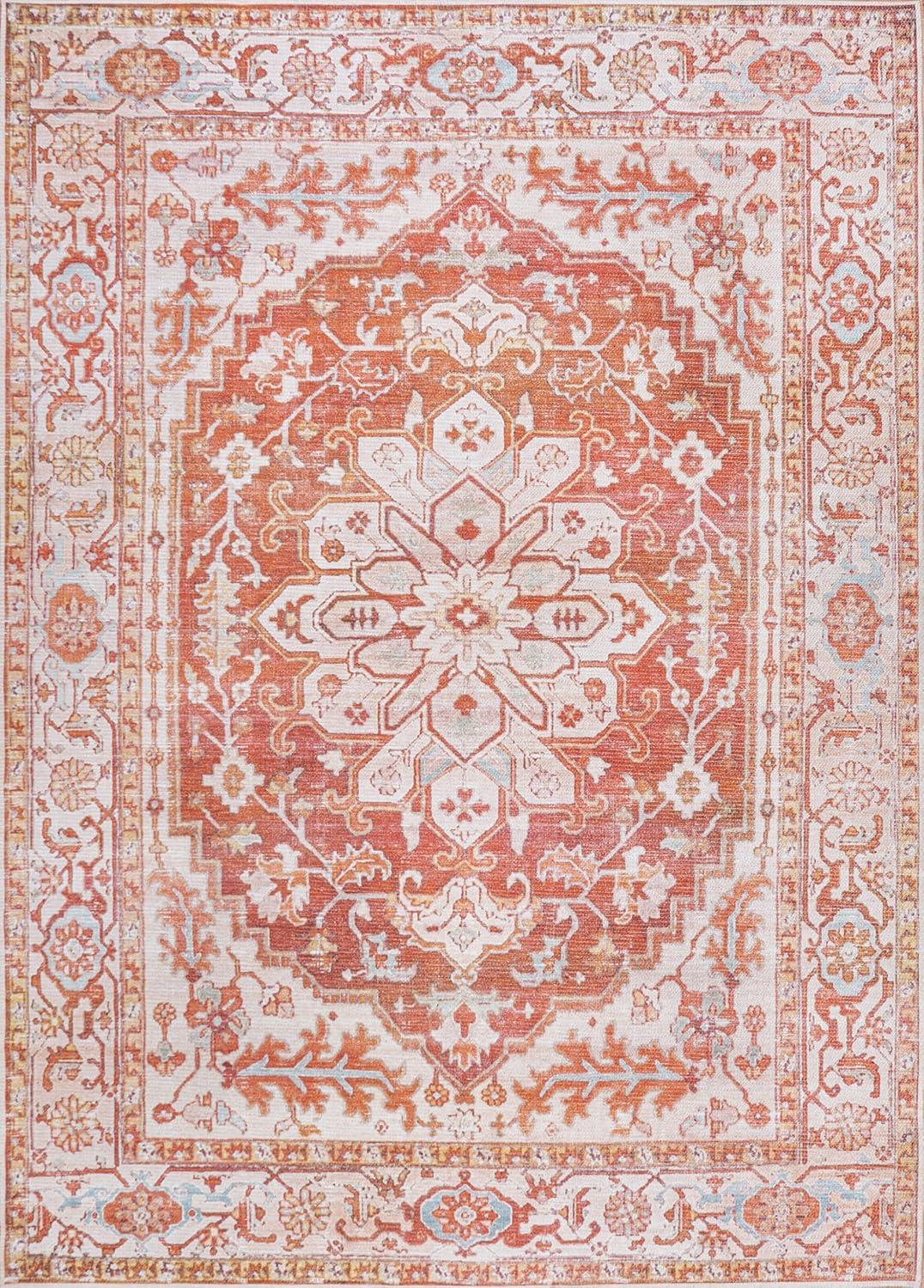 Asa Ornate Medallion Washable Area Rug - JONATHAN Y