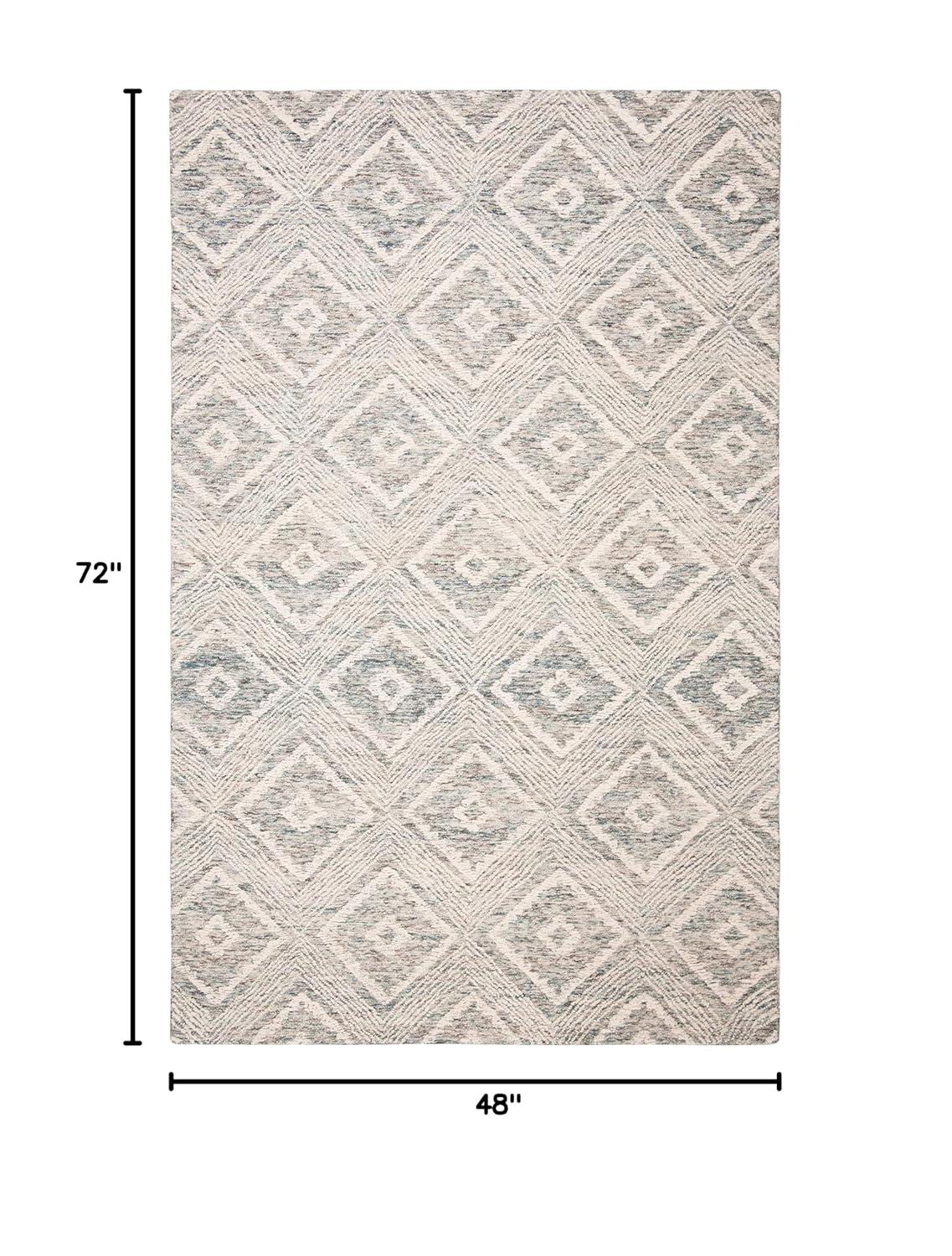 Abstract ABT347 Hand Tufted Area Rug - Ivory/Denim - 4'x6' - Safavieh .