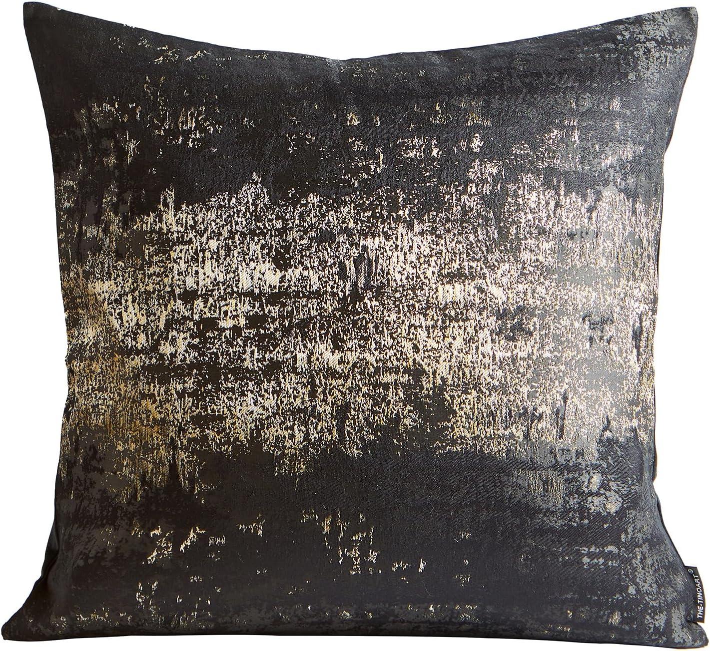 THE-TINOART Glam Jacquard & Velvet Throw Square Accent Pillow Cover 20"x20" 1Piece