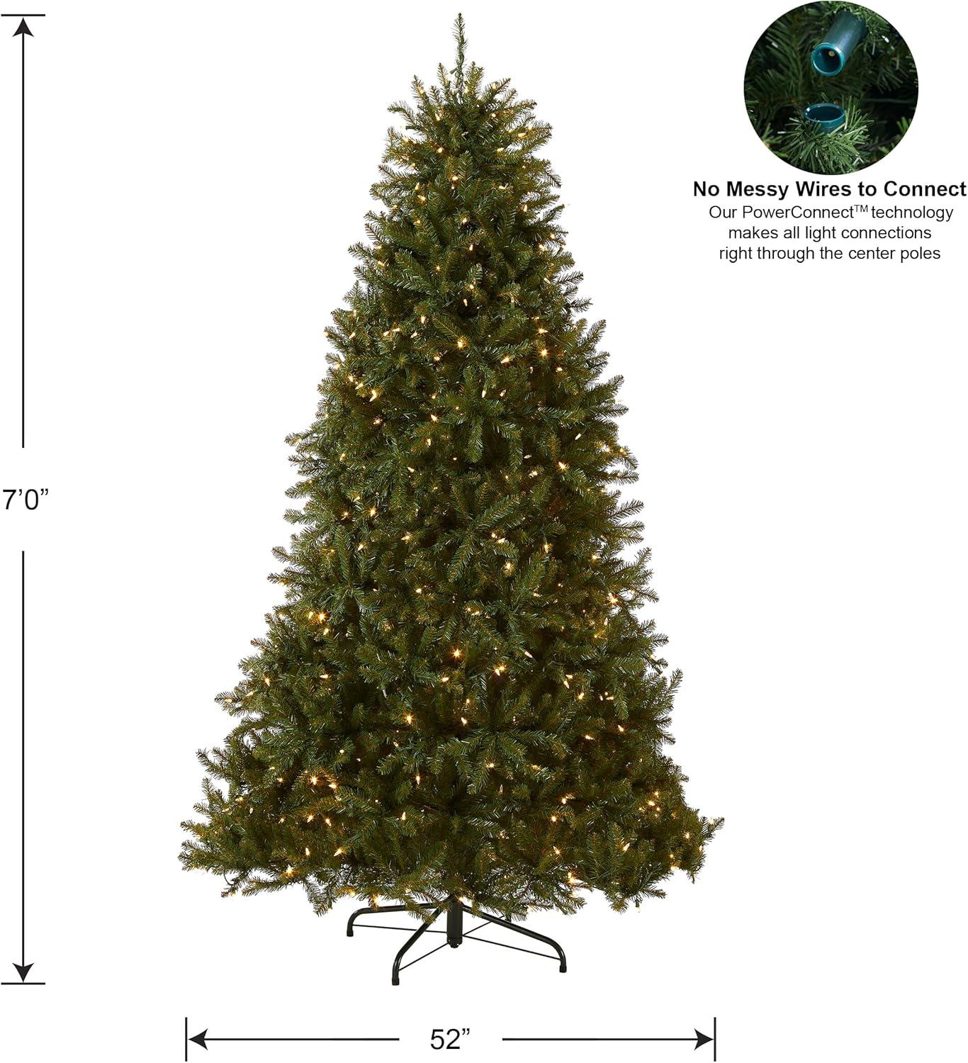 National Tree Company Pre-Lit Artificial Christmas Tree, Green, Dunhill Fir, Dual Color® LED Lights, Includes PowerConnect™ System and Stand, 7 Feet