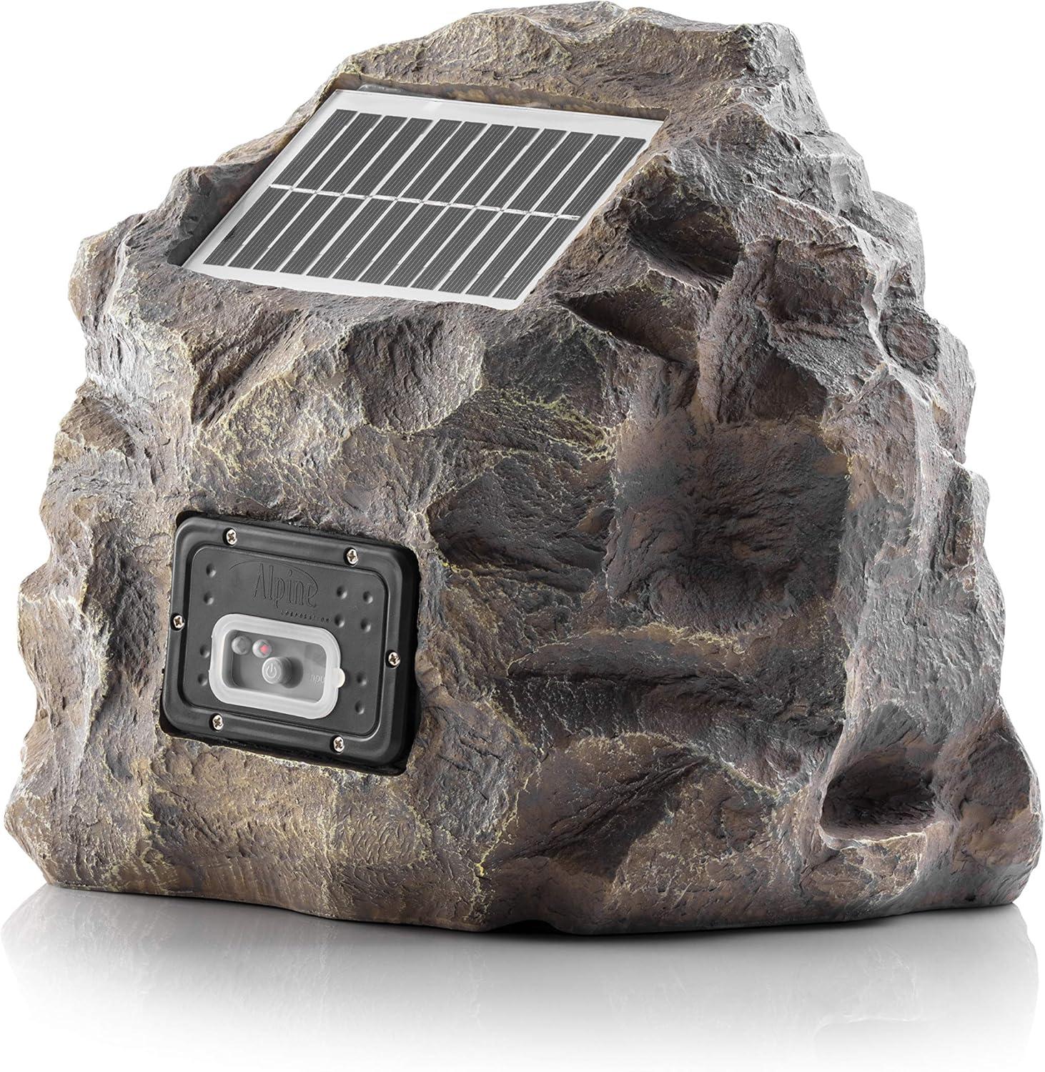 11" Polyresin Solar Bluetooth Rock Speaker - Alpine Corporation: Weather-Resistant, Garden Decor