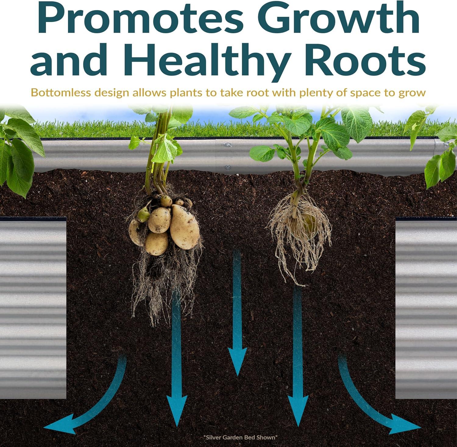 Sunnydaze Outdoor Galvanized Steel L-Shaped Raised Garden Bed for Plants, Vegetables, and Flowers - 59.5" - Silver