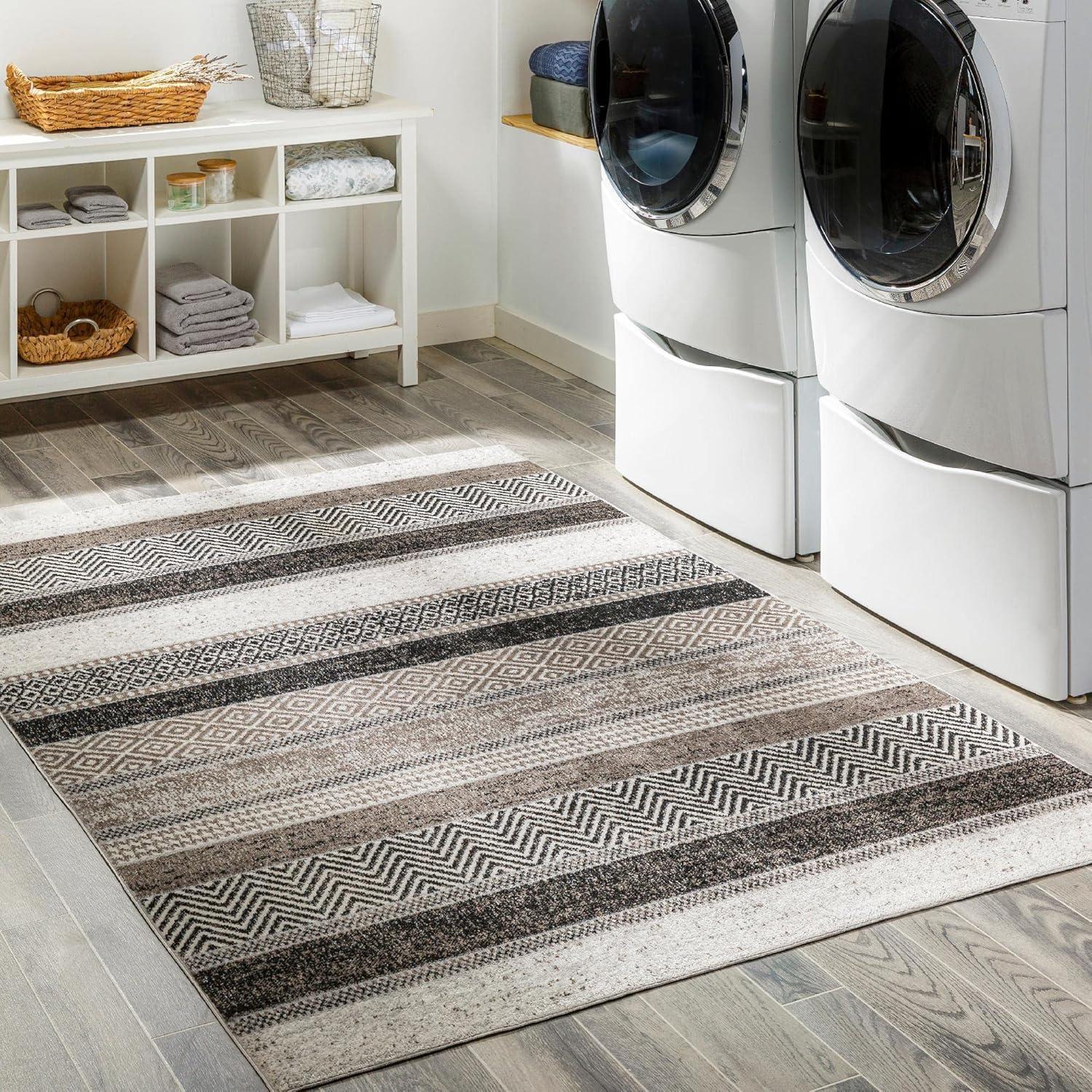 Mark & Day Sandborn Washable Woven Indoor Area Rugs Medium Gray