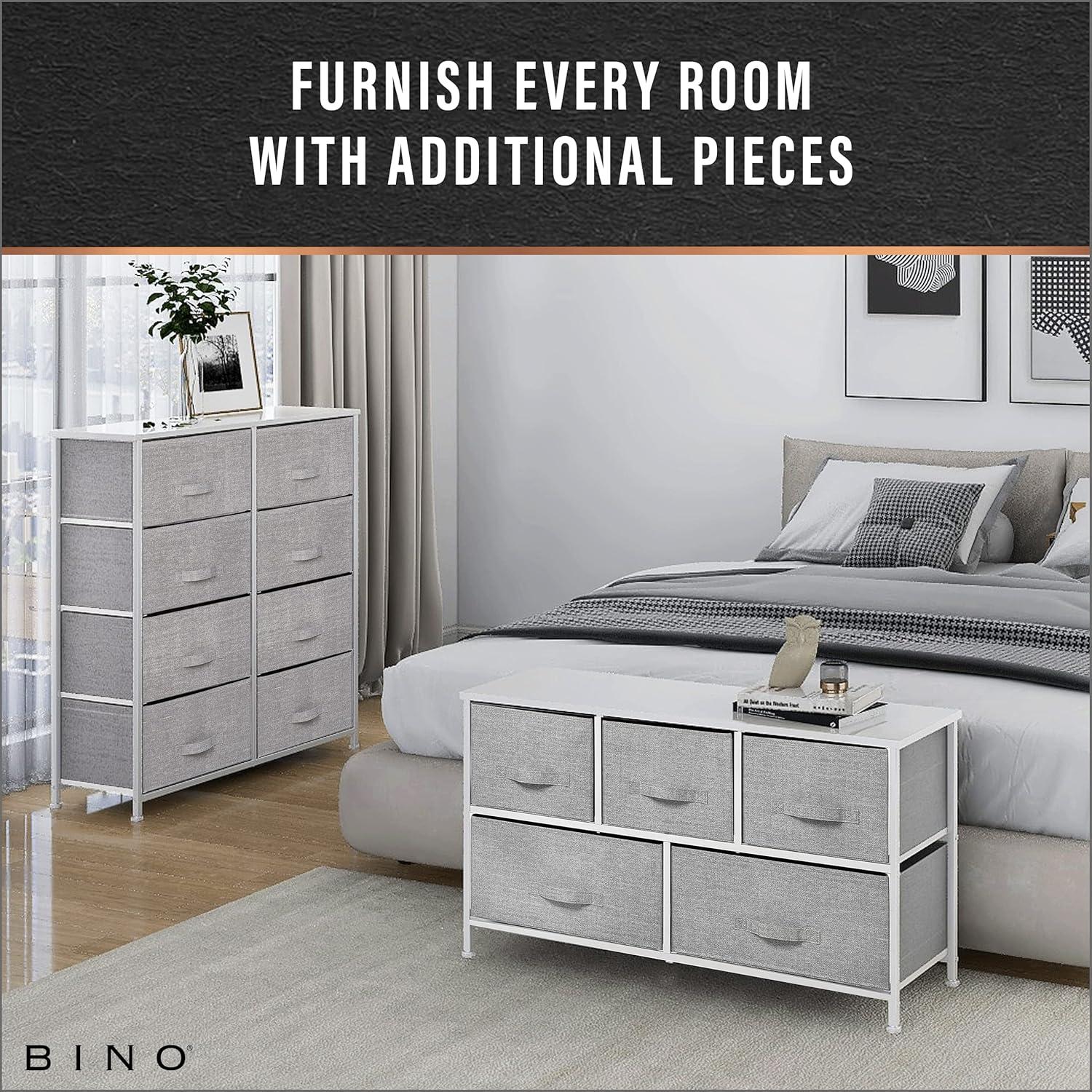 Light Gray 7-Drawer Fabric Dresser with Steel Frame