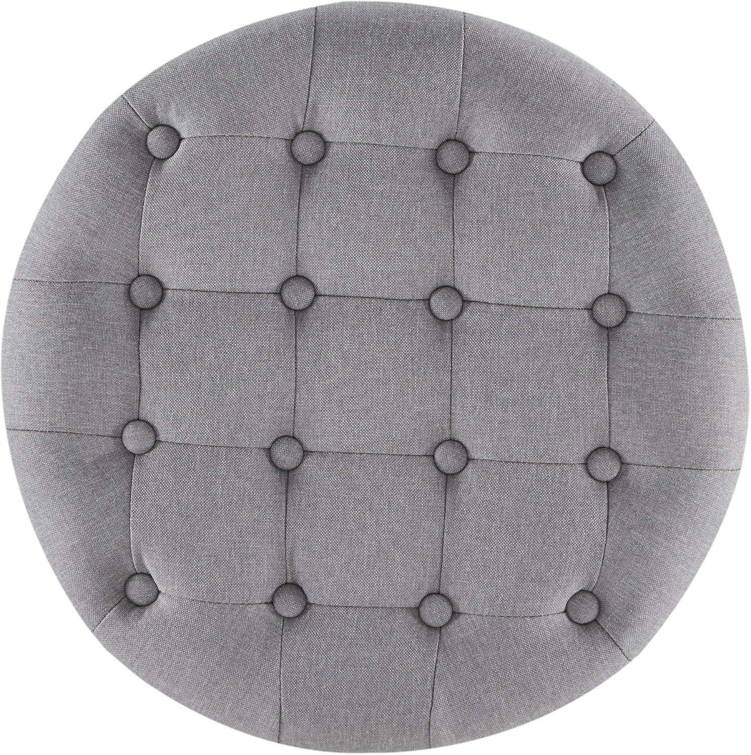 Elegant Gray Tufted Round Cocktail Ottoman with Storage