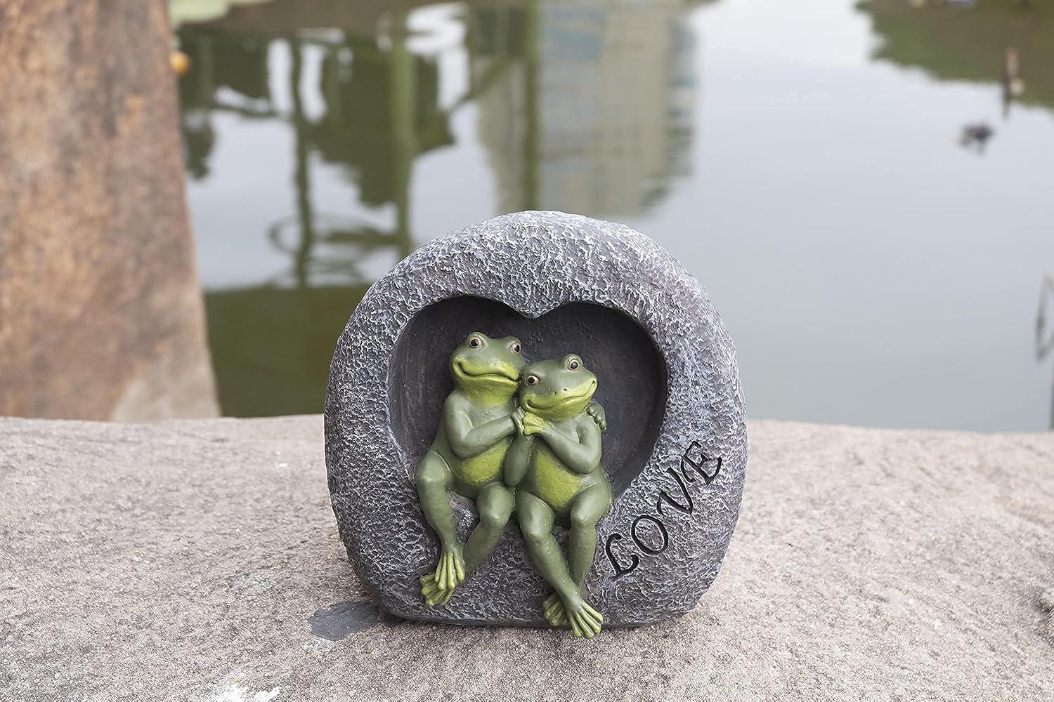 7.09”H Lover Frog Statues for Garden-Resin Frogs Couple Figurines , Frog Outdoor Decor Lawn