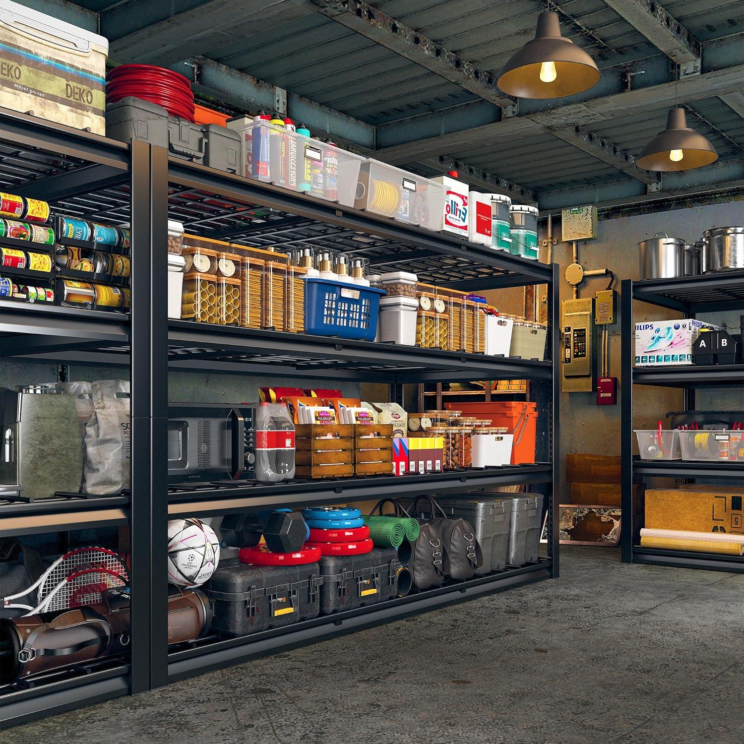 REIBII 84“H Garage Shelving Heavy Duty Storage Shelves 3500 LBS Adjustable Metal Shelving Uints and Storage for Garage,Warehouse,School,Commercial,Business, 60 "W x 24 "D x 84 "H