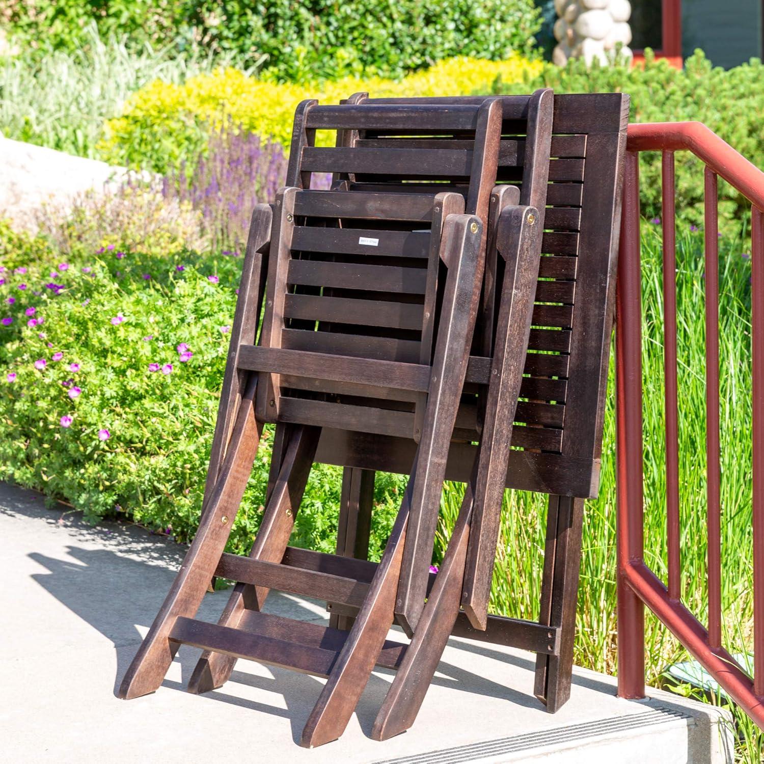 DTY Outdoor Living Twin Lakes 3-Piece Eucalyptus Café Bistro Set - Espresso, Square Table