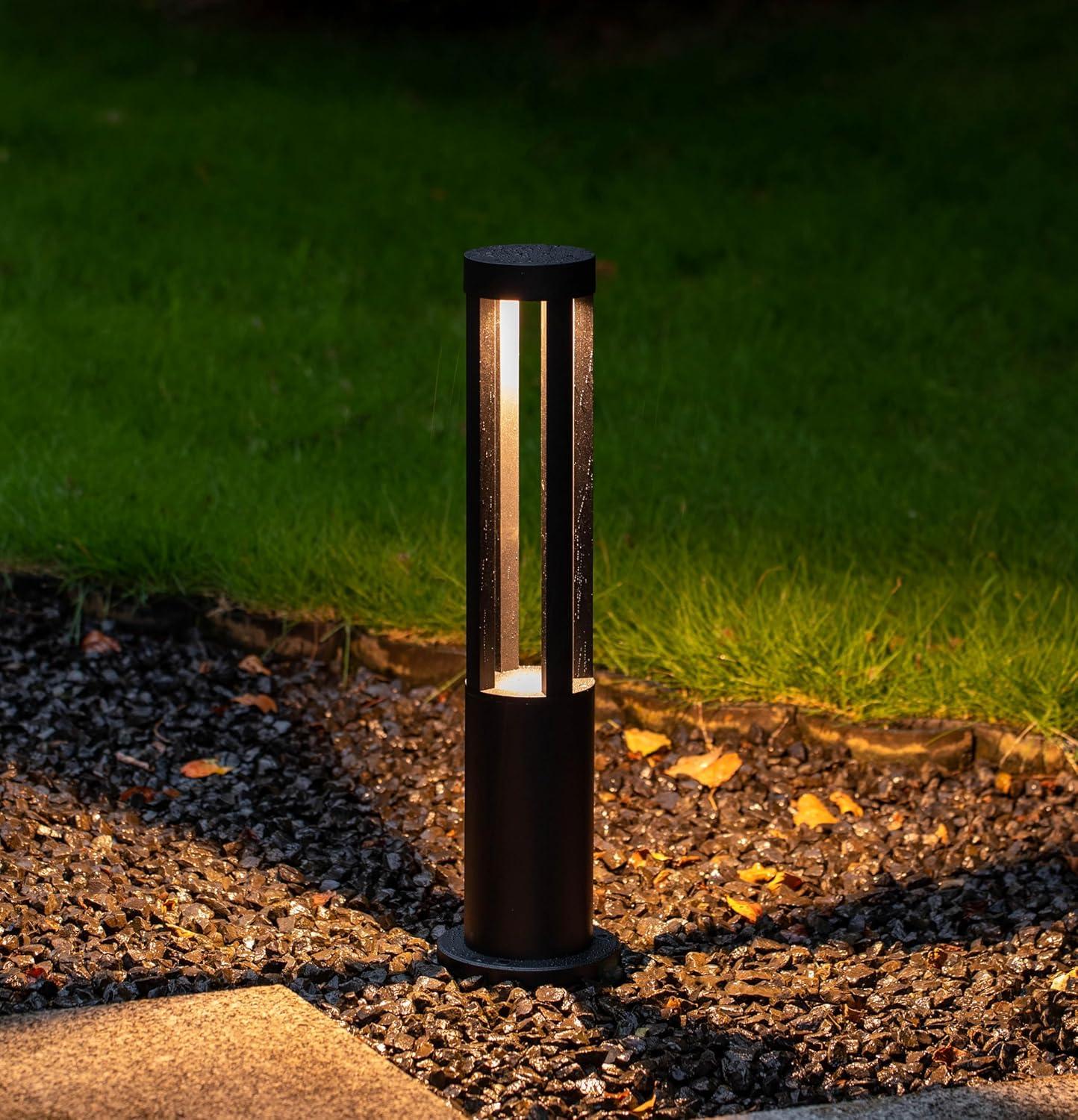 Gardenised Black Integrated LED Metal Bollard Light