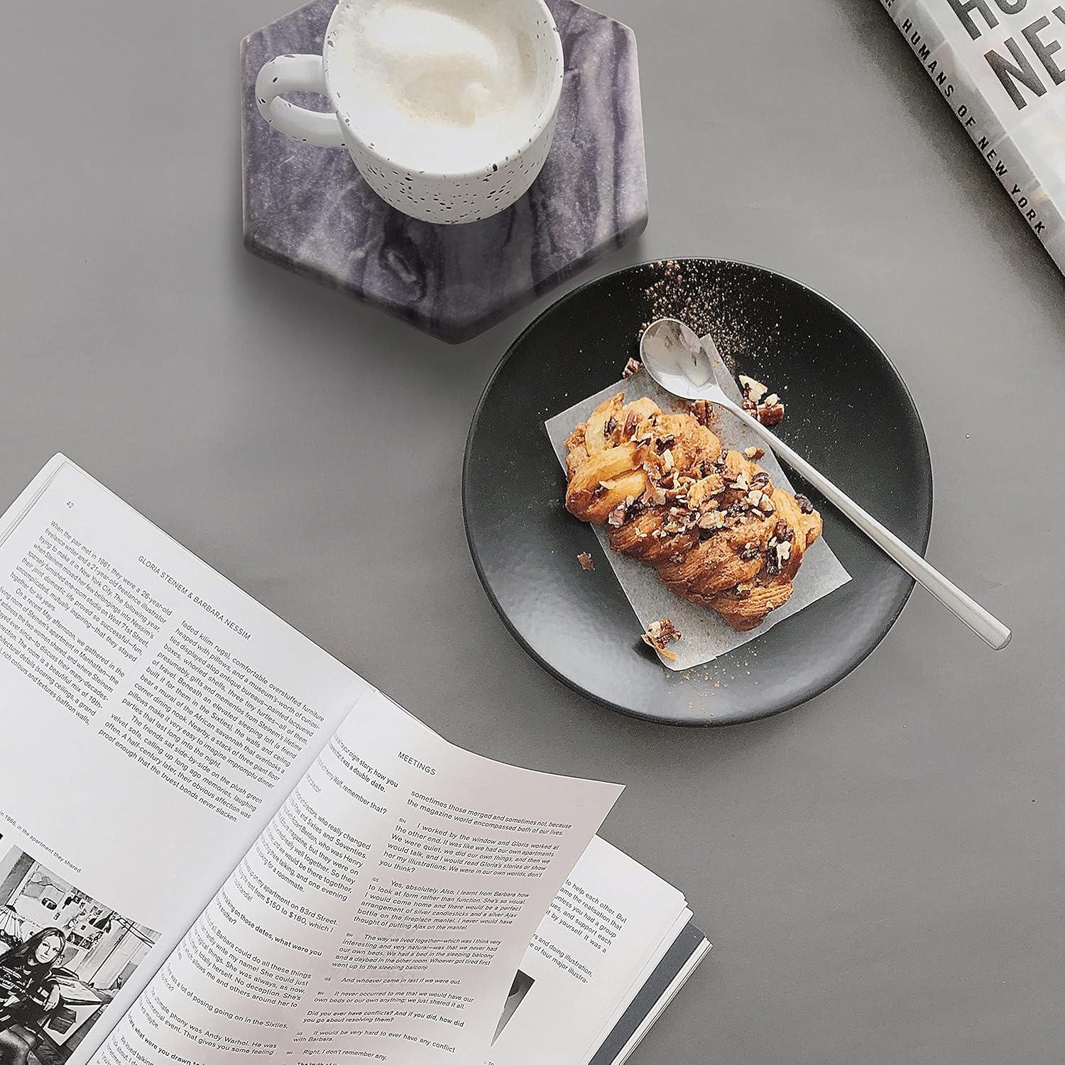 Mercer41 Raniyha Marble Round Coaster 4-Pack