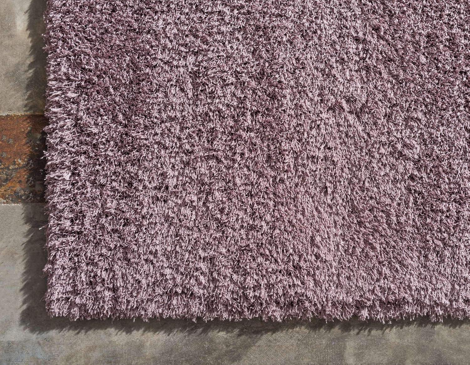 Unique Loom Studio Solid Shag Collection Area Rug - Sky (5' 1" x 8' Rectangle Mauve/Violet)