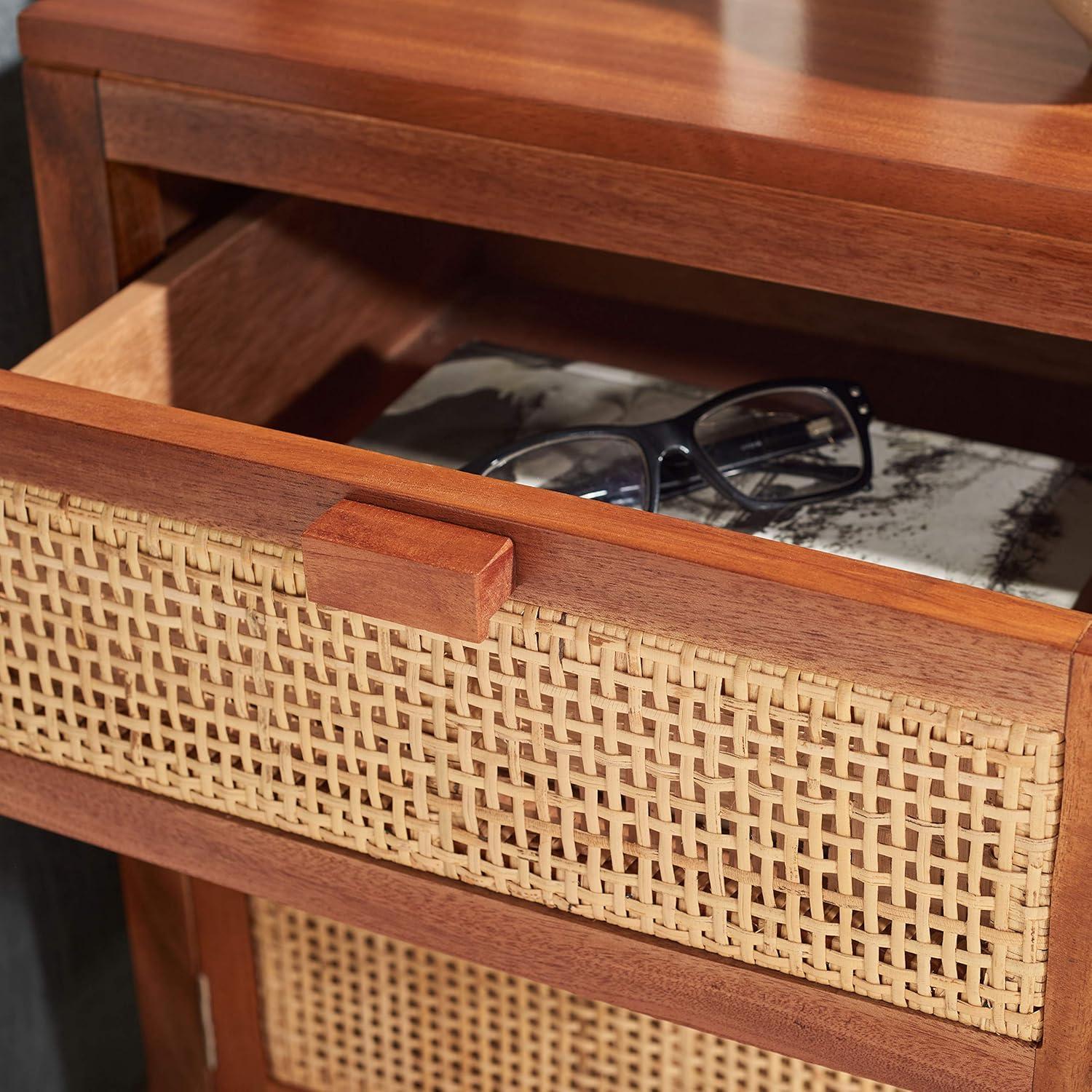 Dave 1 Drawer 1 Door Nightstand - Natural - Safavieh.