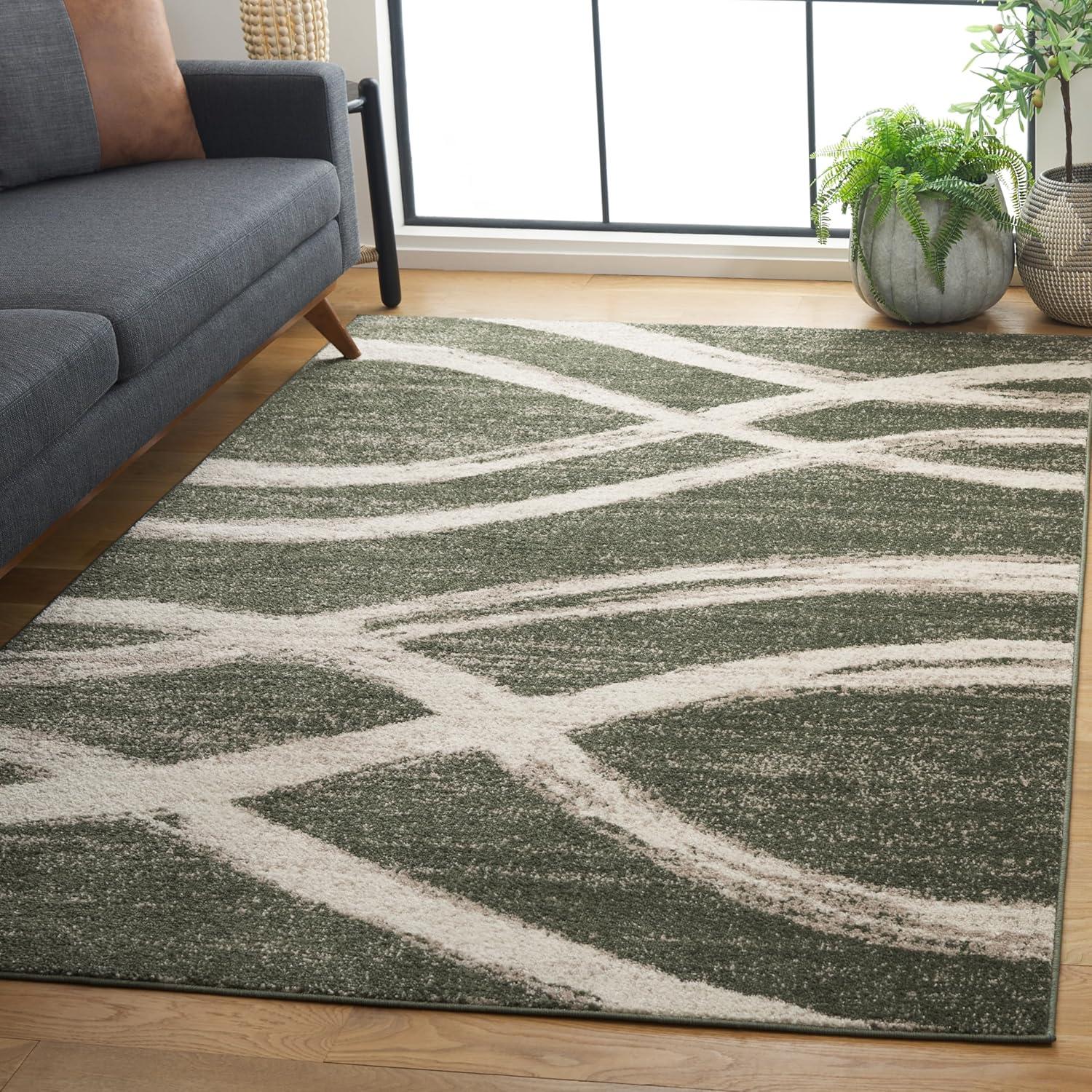 SAFAVIEH Adirondack Isidor Geometric Area Rug, Dark Green/Ivory, 6' x 9'