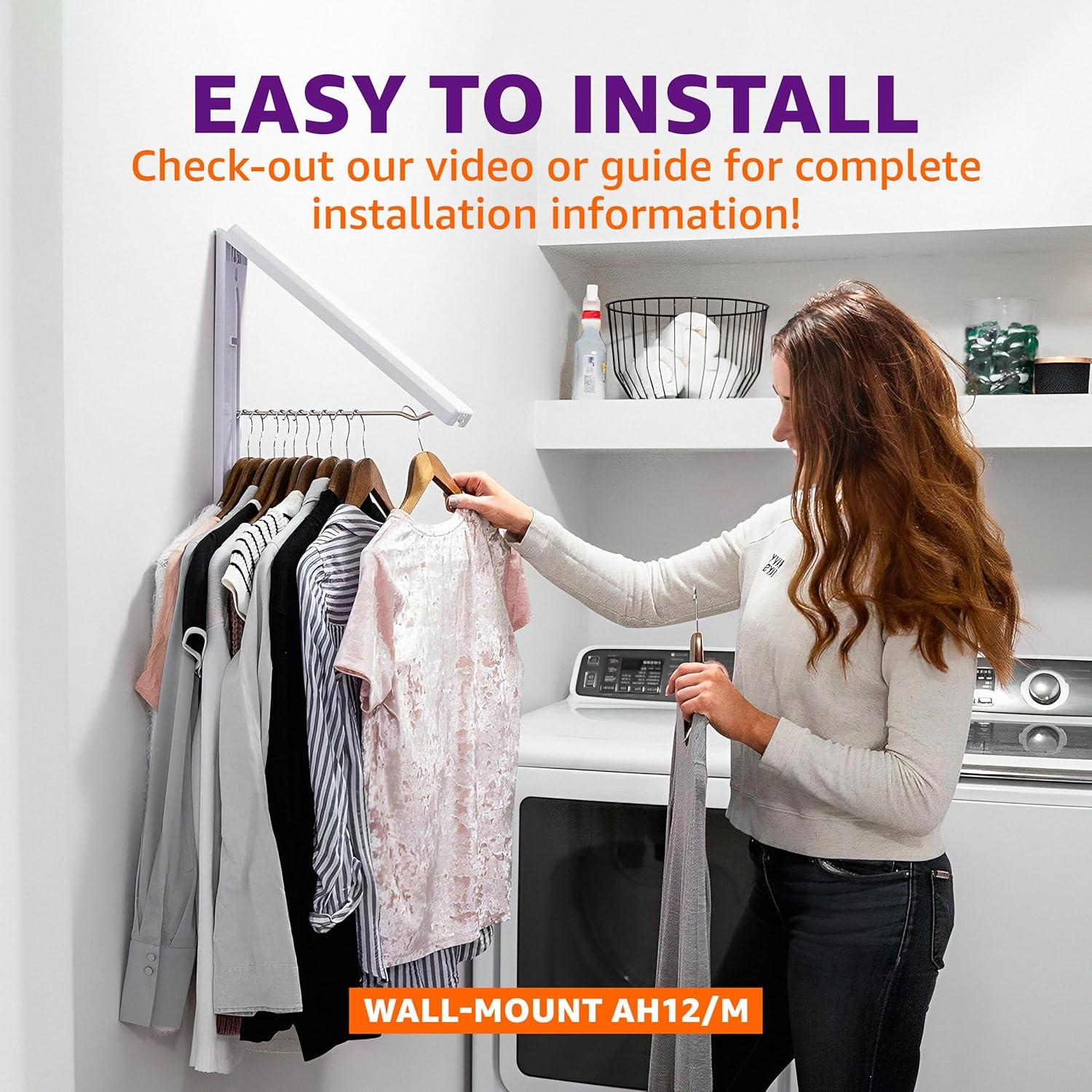 Arrow Hanger Wall Mount Clothing Hanging System, White