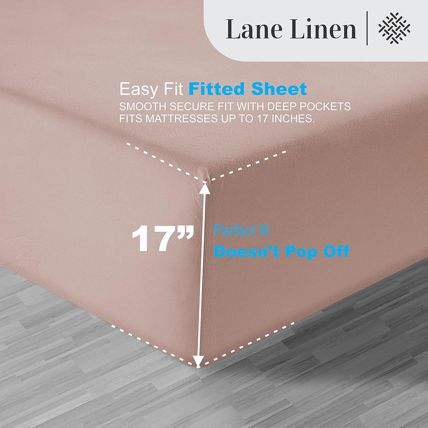 LANE LINEN Luxury 100% Egyptian Cotton Bed Sheets King Size, Fully Elasticized Reinforced 16 Inch Extra Deep Pocket King Sheets, Soft & Comfy Sateen Weave for Silky Finish-Sepia Rose
