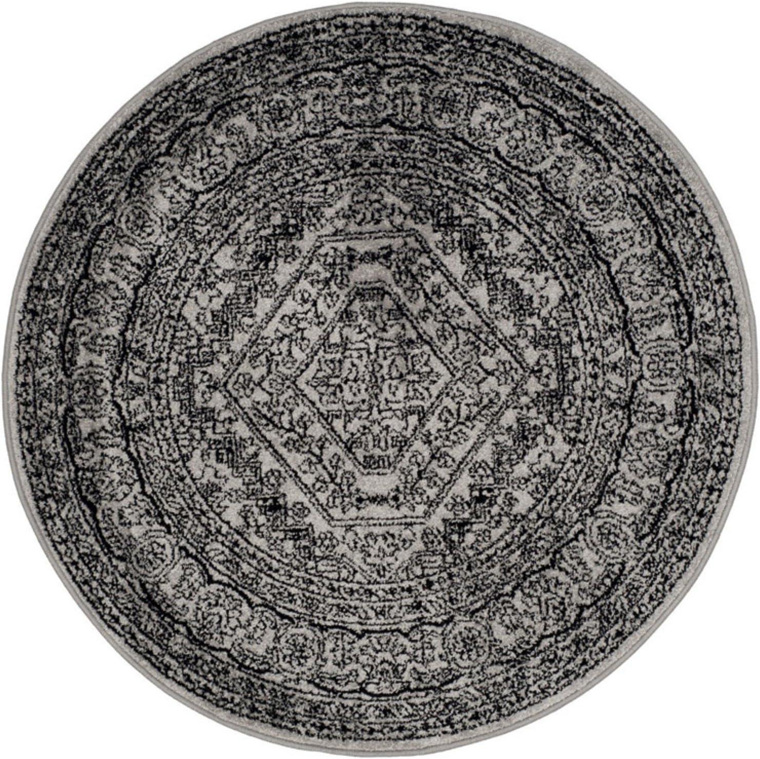 Adirondack ADR108 Power Loomed Area Rug - Ivory/Slate - 6'x6' - Safavieh.