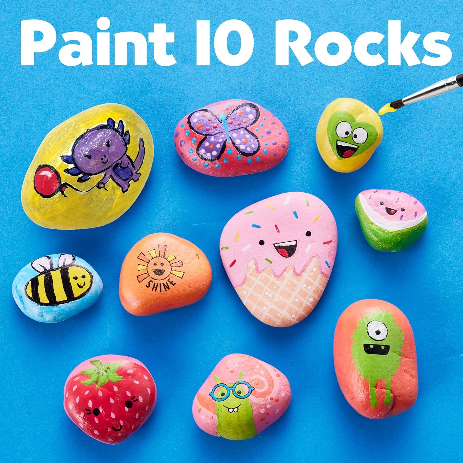 Hide & Seek Rock Painting Kit - Creativity for Kids: Paints, Stickers, Rocks, Brush, Craft Activity for Ages 6+