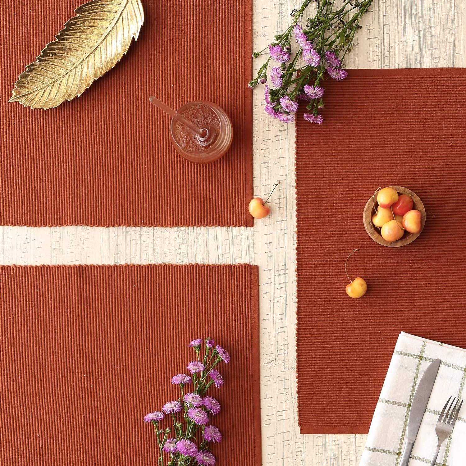 Cinnamon Ribbed Cotton Placemats Set of 6