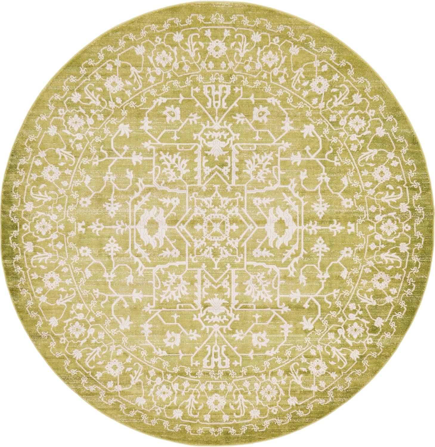 Unique Loom New Classical Collection Area Rug - Olympia (8'  Round Light Green/Ivory)