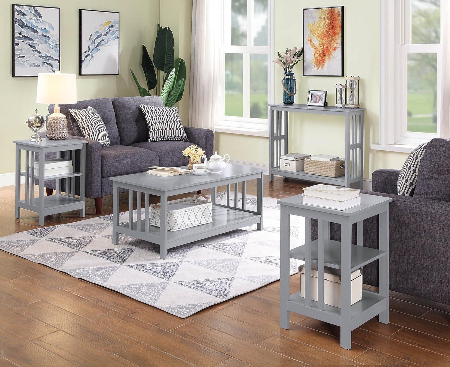 Gray Rectangular Wood Mission Coffee Table