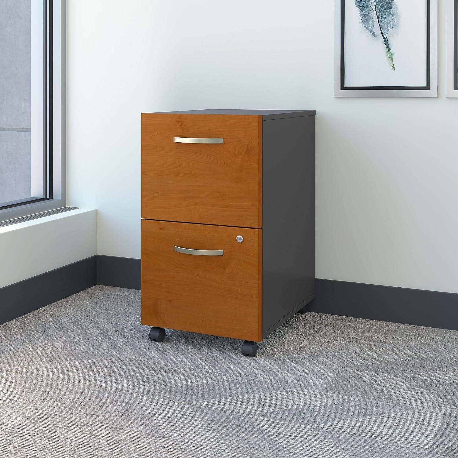 Natural Cherry 2-Drawer Lockable Mobile Filing Cabinet