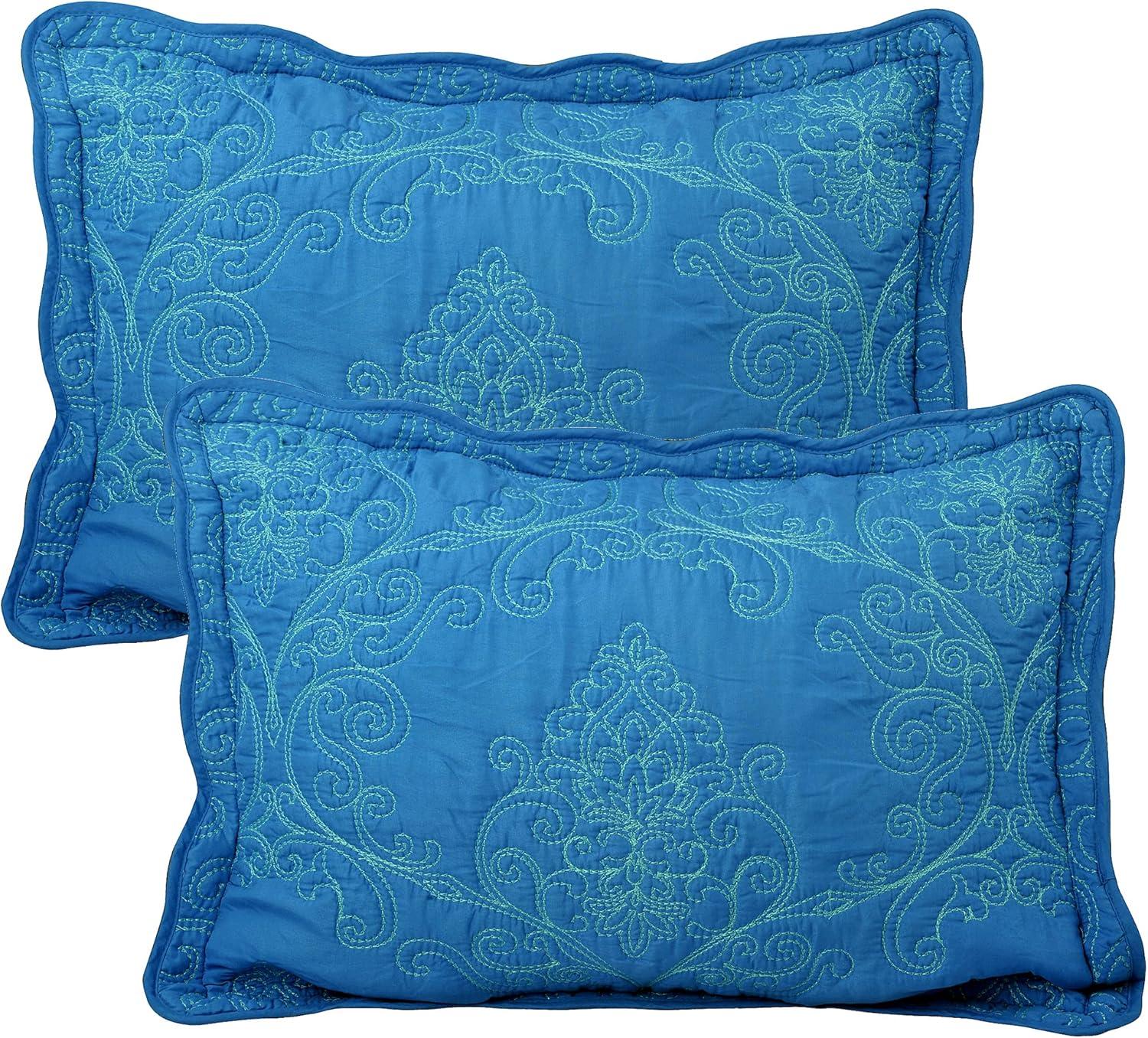 Home Soft Things Damask Embroidery Oversized 4 Piece Quilt Set