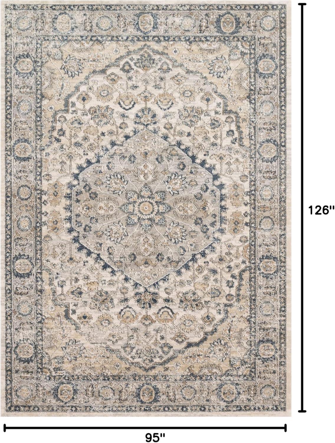 Teagan Natural and Light Grey Rectangular Oriental Area Rug