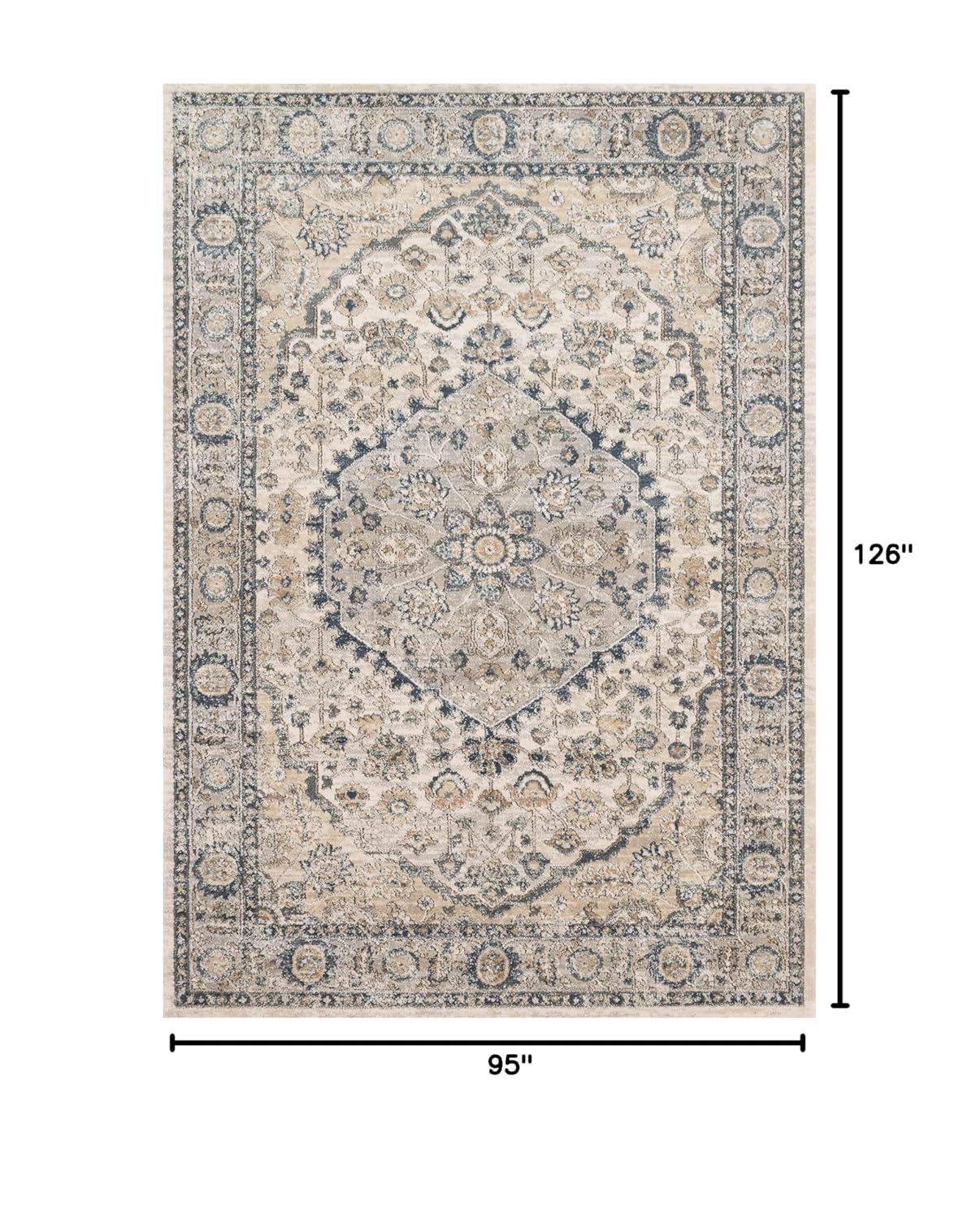 Teagan Natural and Light Grey Rectangular Oriental Area Rug