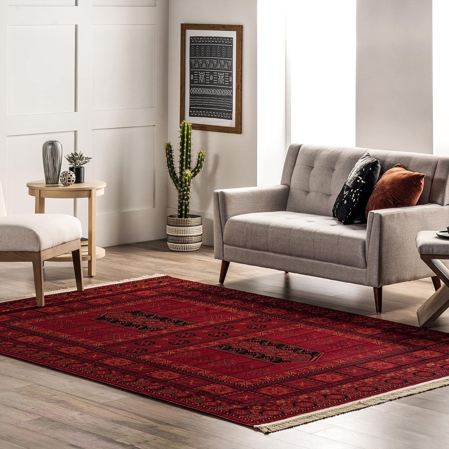 Billie Traditional Red Synthetic 4' x 6' Area Rug