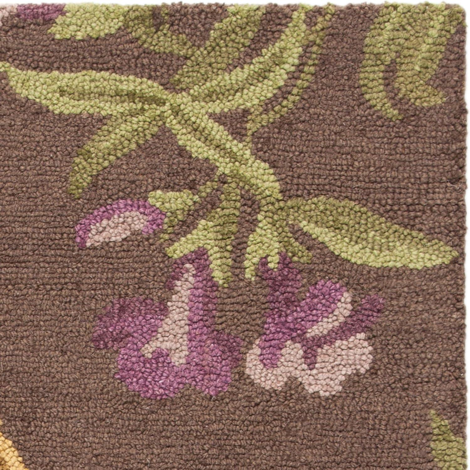 SAFAVIEH Blossom Tracy Floral Flowers Wool Area Rug, Brown/Multi, 2'6" x 4'