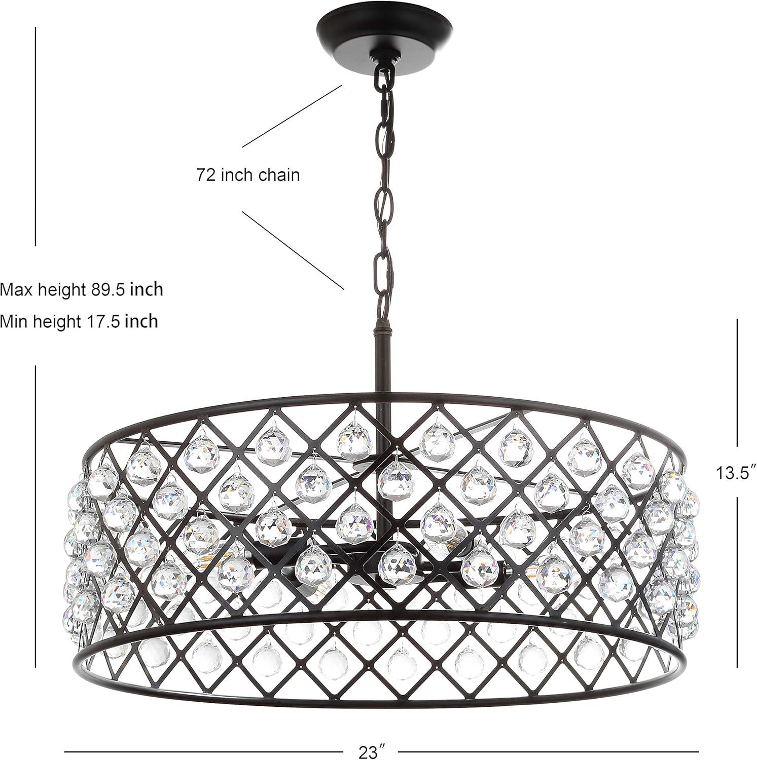 Gabrielle 23" Crystal/Metal LED Pendant, Oil-Rubbed Bronze