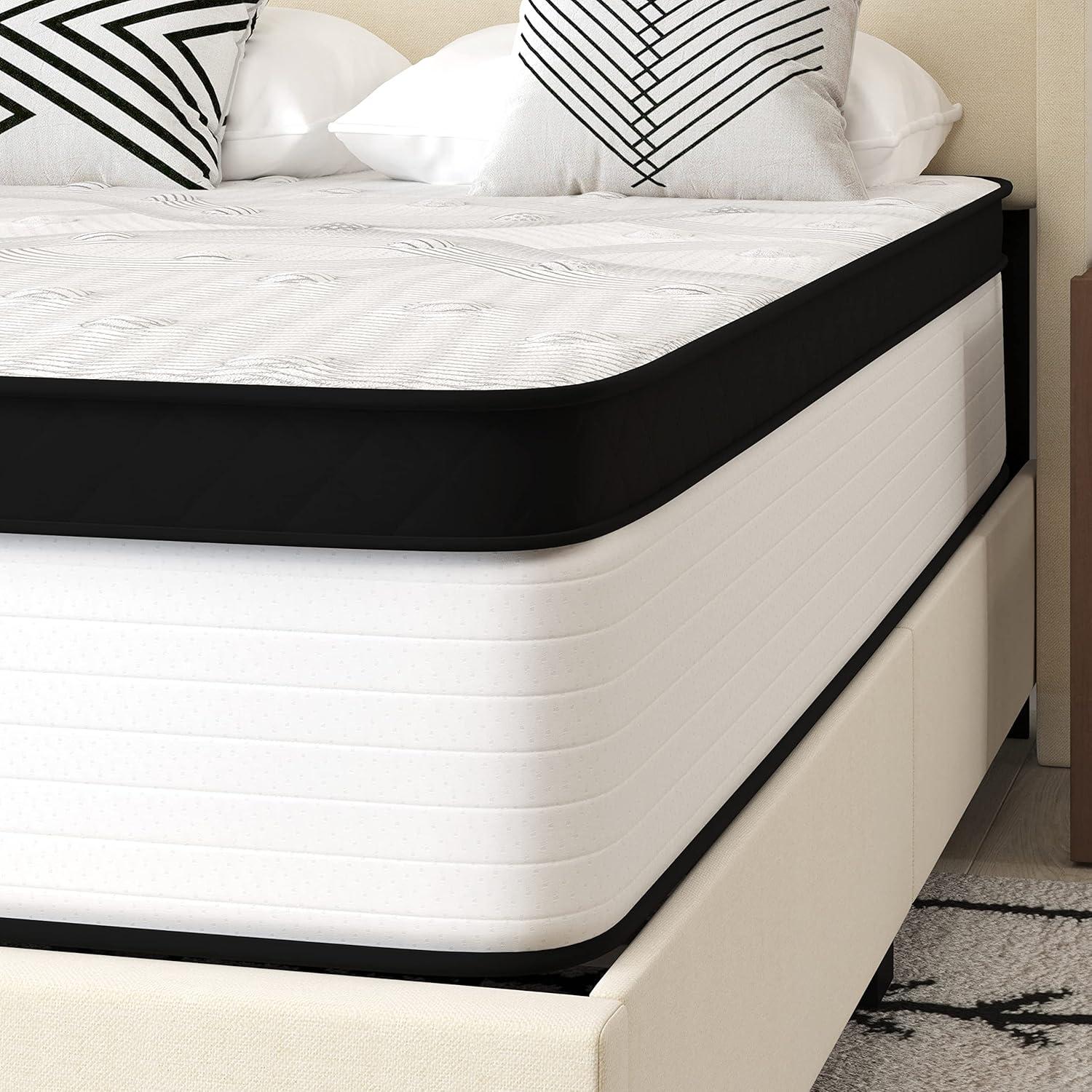 Merrick Lane 12 Inch Extra Firm Hybrid Pocket Spring & CertiPUR-US Certified Foam Mattress in a Box