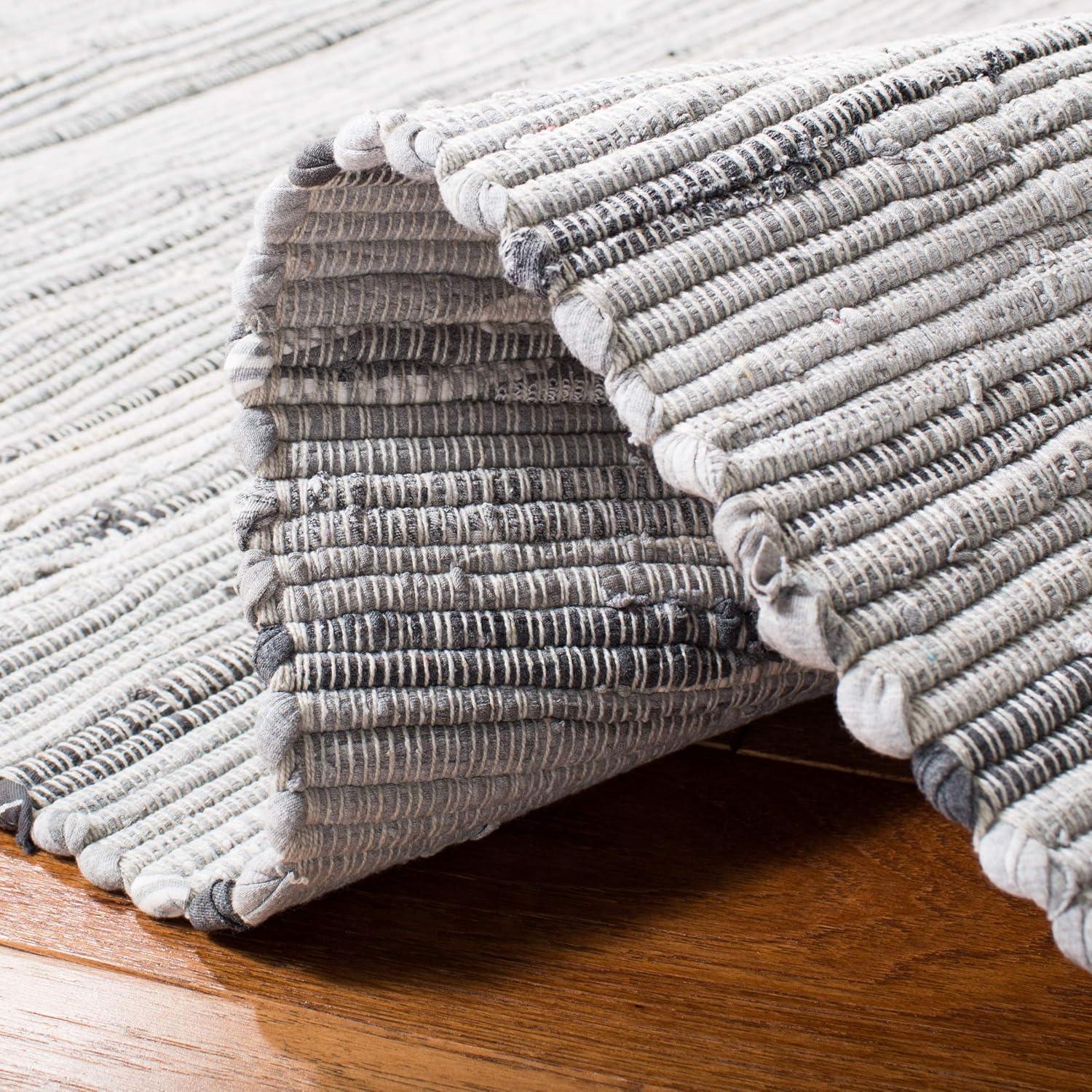 Rag Rug RAR121 Hand Woven Indoor Area Rug - Grey - 4'x4' - Safavieh.