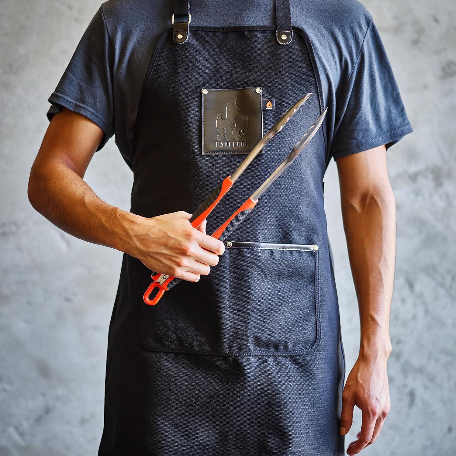 AC BBQ Oversized Locking Tongs, Stainless Steel, Silver