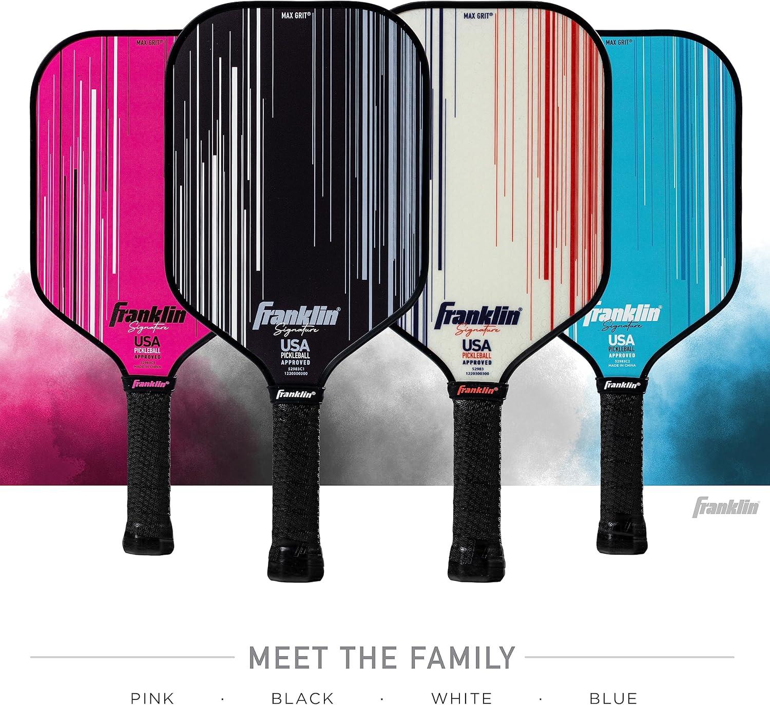 Franklin Sports Pro Pickleball Paddles - Signature Series Pro Pickleball Paddle with MaxGrit Surface - USA Pickleball (USAPA) Approved Tournament Pickleball Paddle - 13mm Polypropylene Core - Black