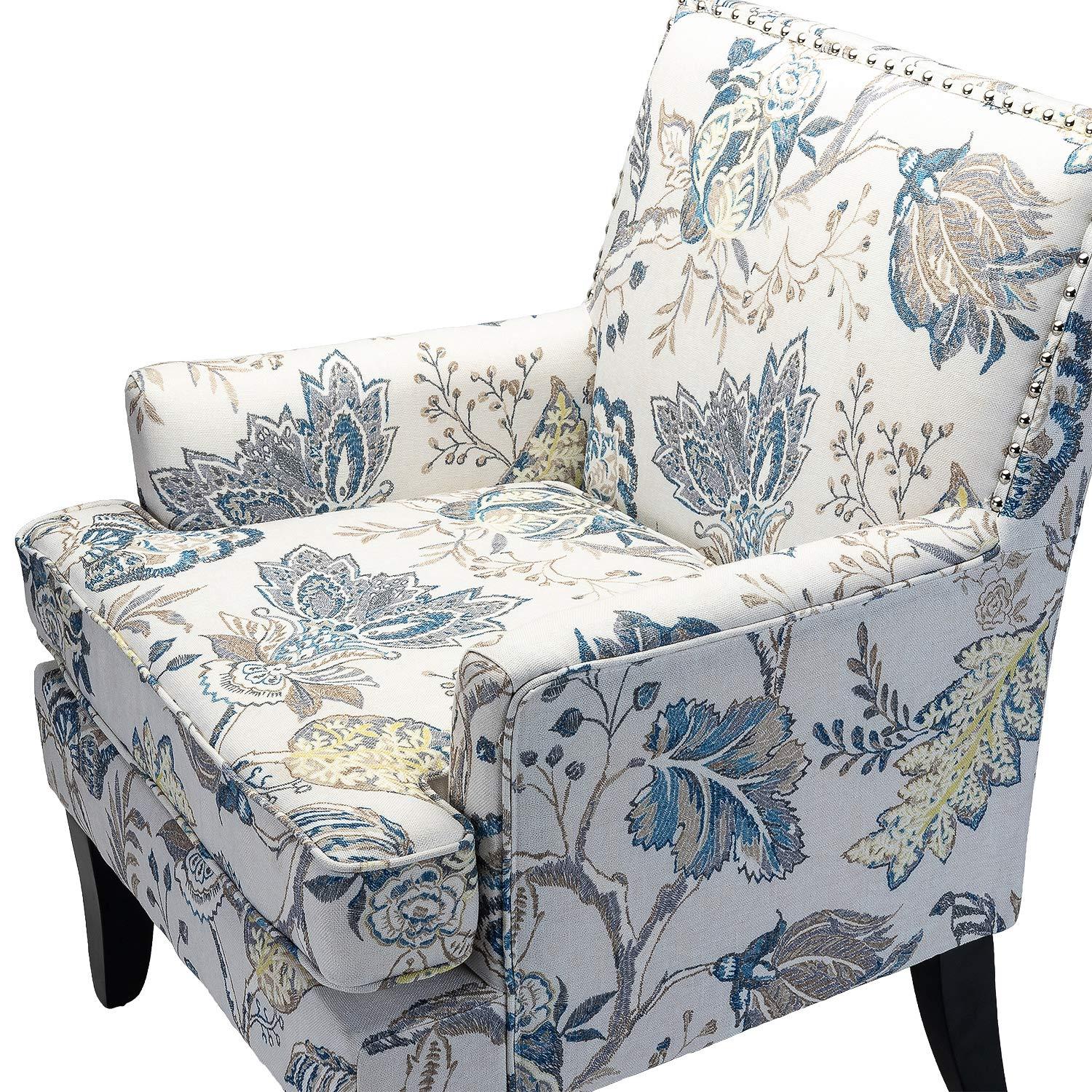 Red and White Striped Wooden Leg Accent Chair