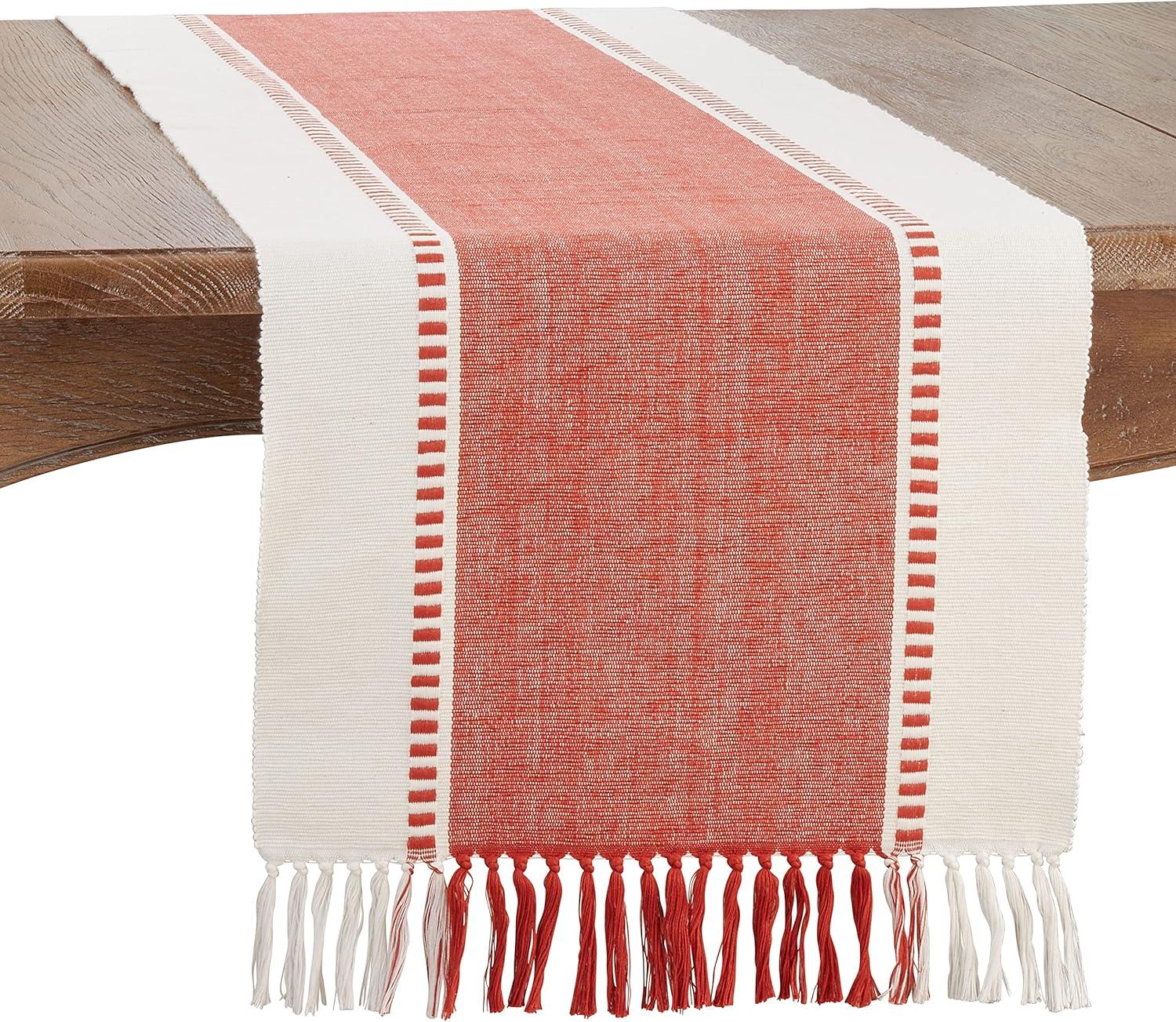 Orange Striped Cotton Table Runner, 22 x 18 inches